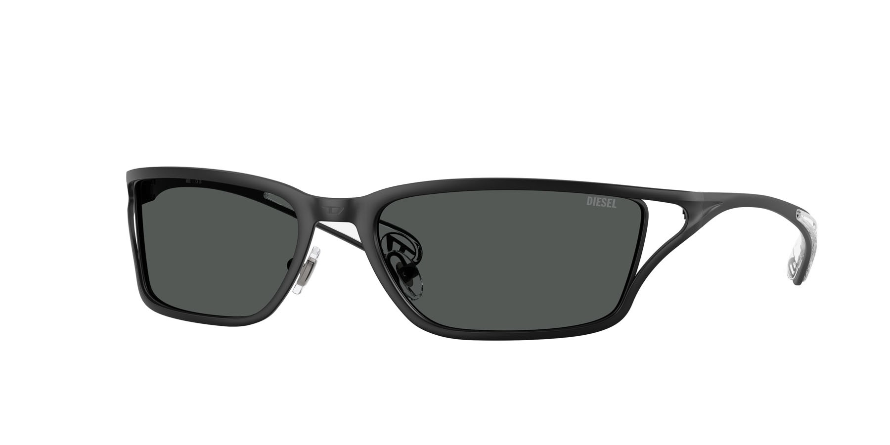 Sunglasses Diesel DL 1015 (100887) color nero opaco shape rectangle lenses grigio scuro
