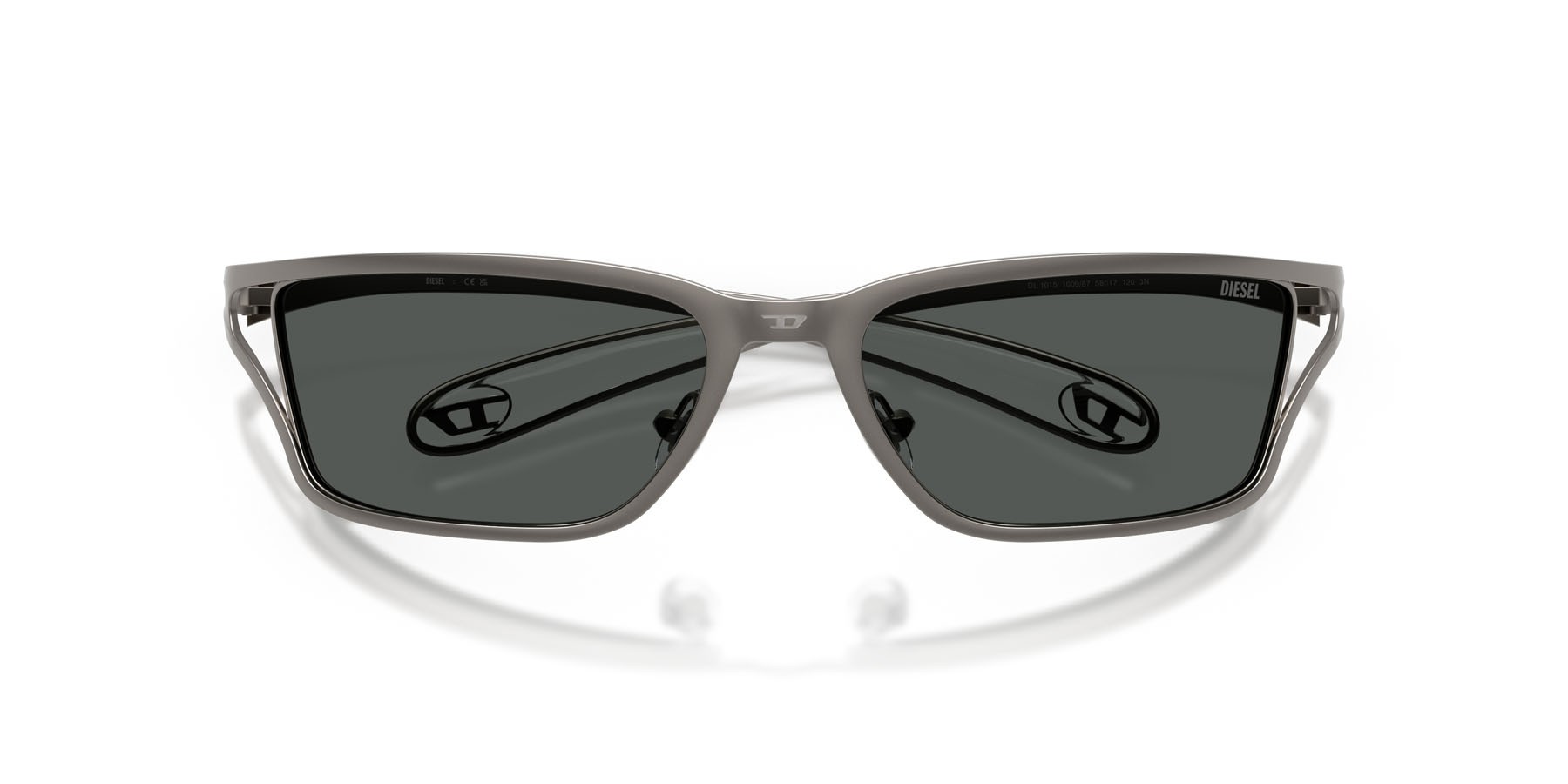 Sunglasses Diesel DL 1015 (100987) color gunmetal opaco shape rectangle lenses grigio scuro