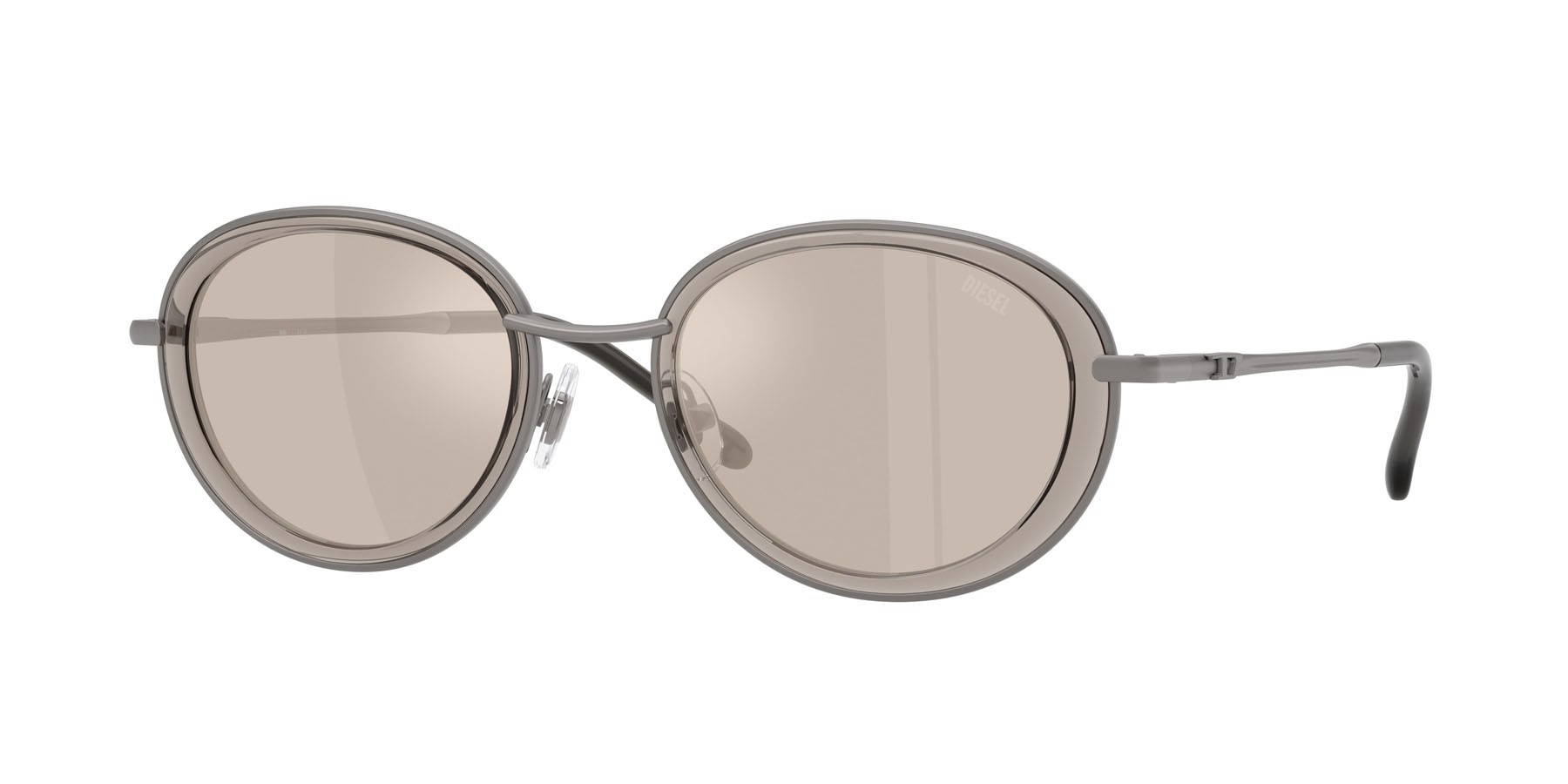 Sunglasses Diesel DL 1018 (10096G) color gunmetal opaco shape oval lenses ivory mirror internal silver