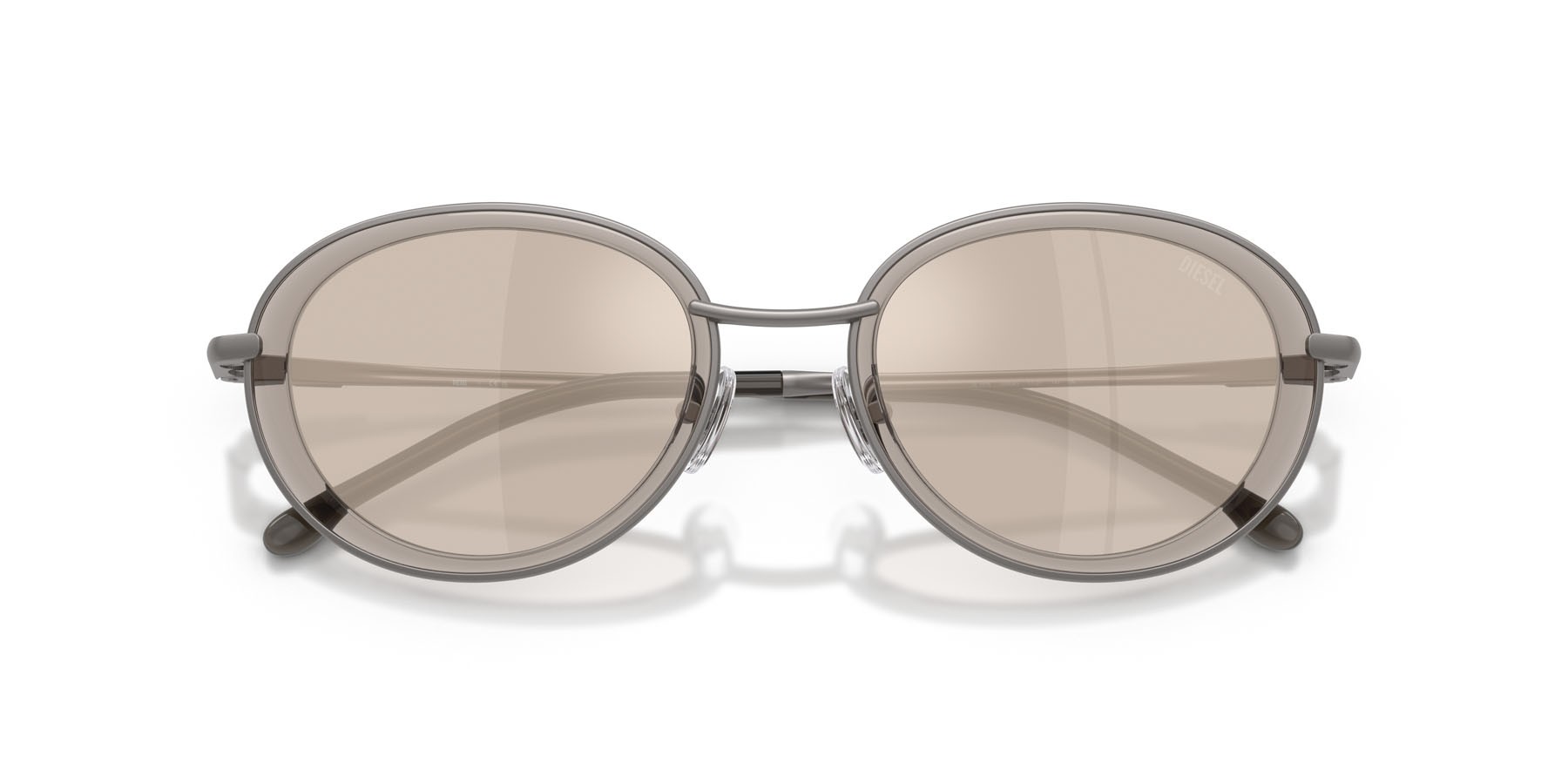 Sunglasses Diesel DL 1018 (10096G) color gunmetal opaco shape oval lenses ivory mirror internal silver