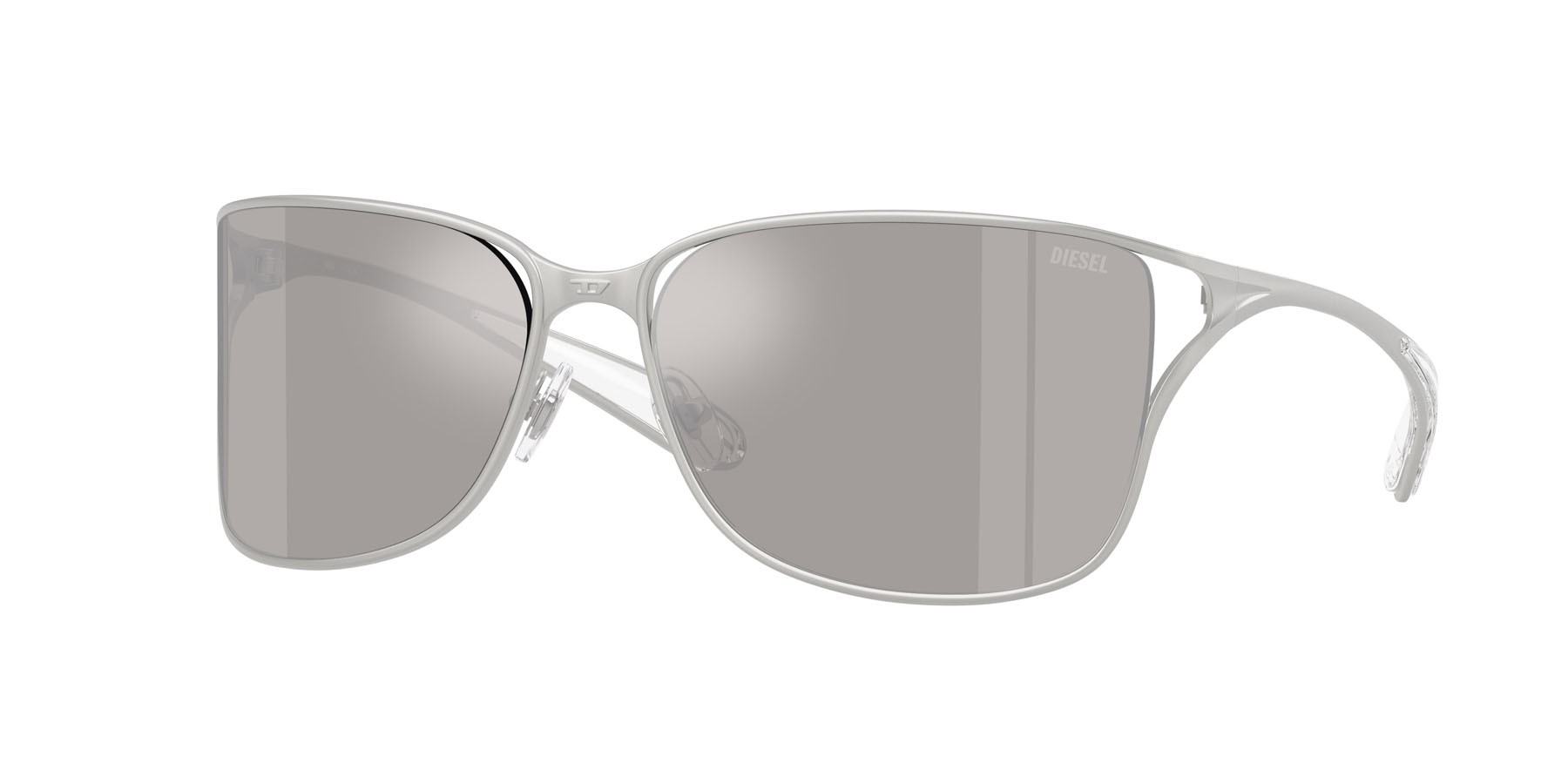 Sunglasses Diesel DL 1019 (10076G) color argento opaco shape square lenses ivory mirror internal silver