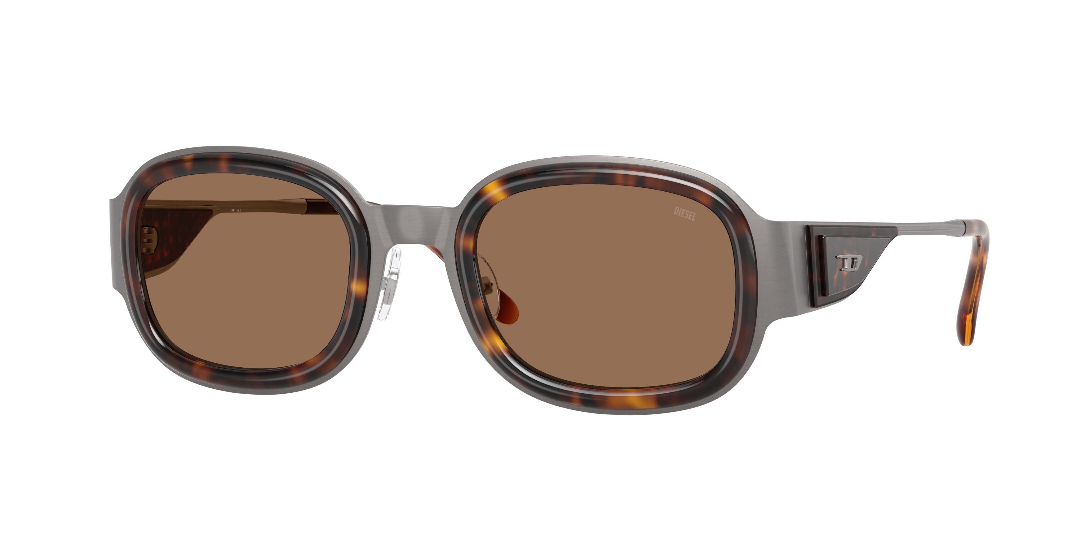 Occhiali da sole Diesel DL 1020 (104373) colore gunmetal spazzolato forma quadrato lenti marrone scuro