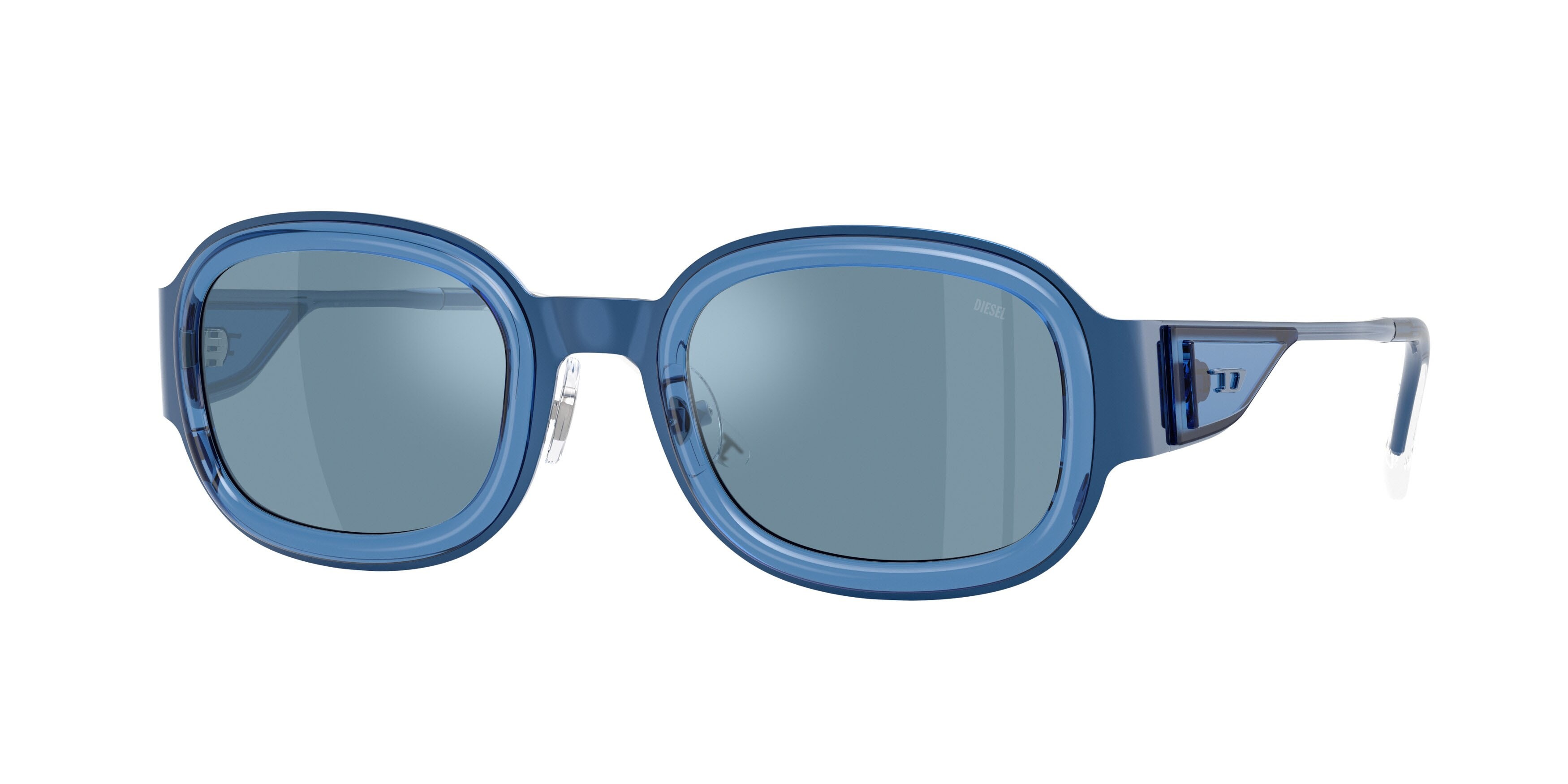 Sunglasses Diesel DL 1020 (10441U) color blu lucido shape square lenses blu interno argento a specchio