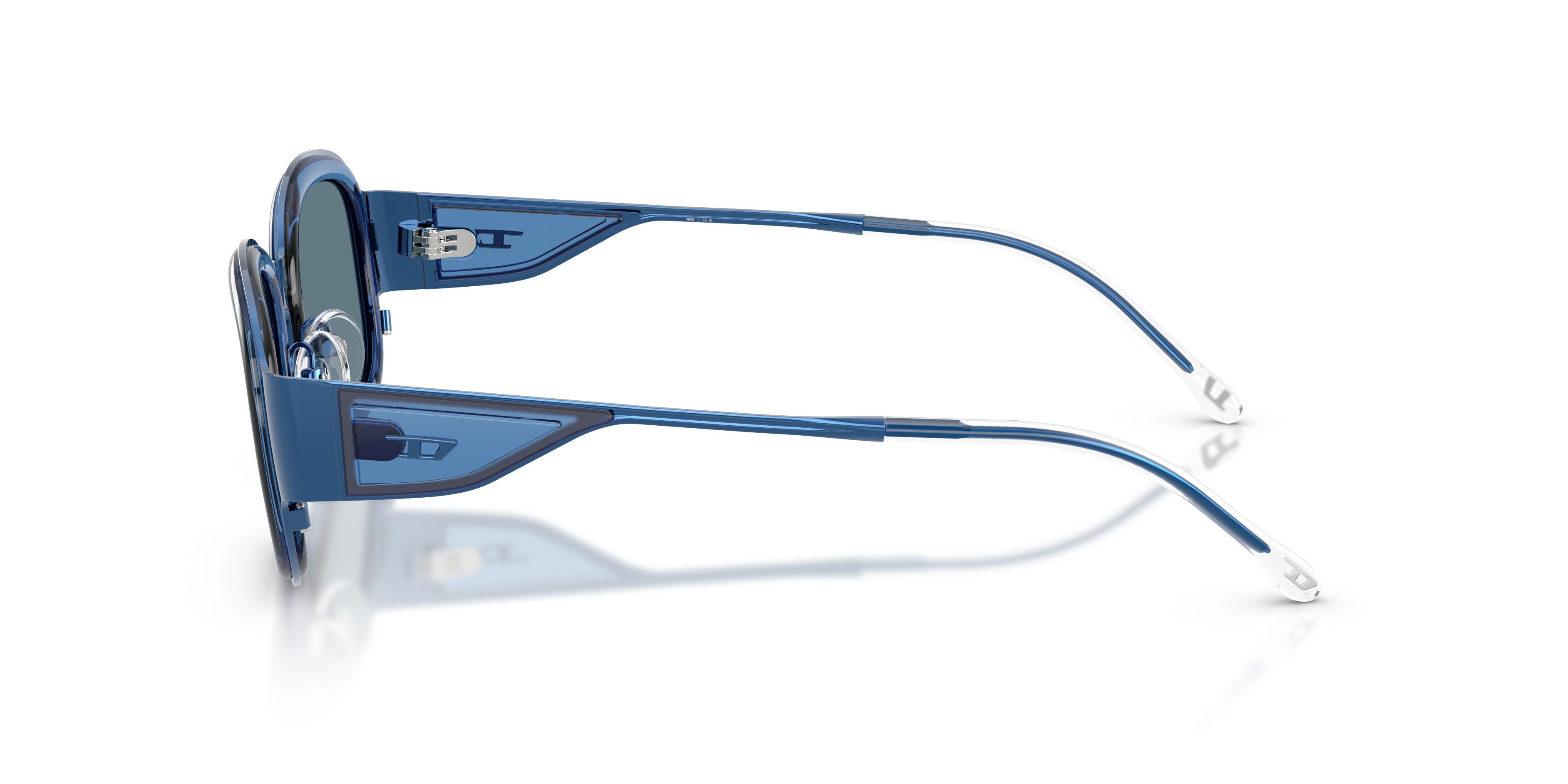 Sunglasses Diesel DL 1020 (10441U) color blu lucido shape square lenses blu interno argento a specchio