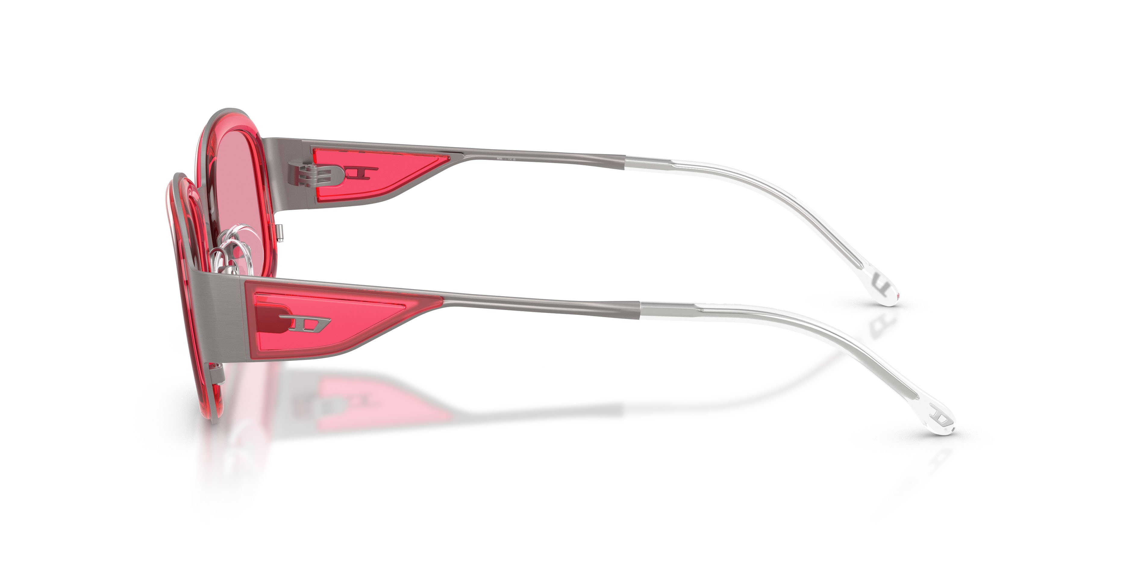Occhiali da sole Diesel DL 1020 (104530) colore gunmetal spazzolato forma quadrato lenti rosa specchiata interno argento