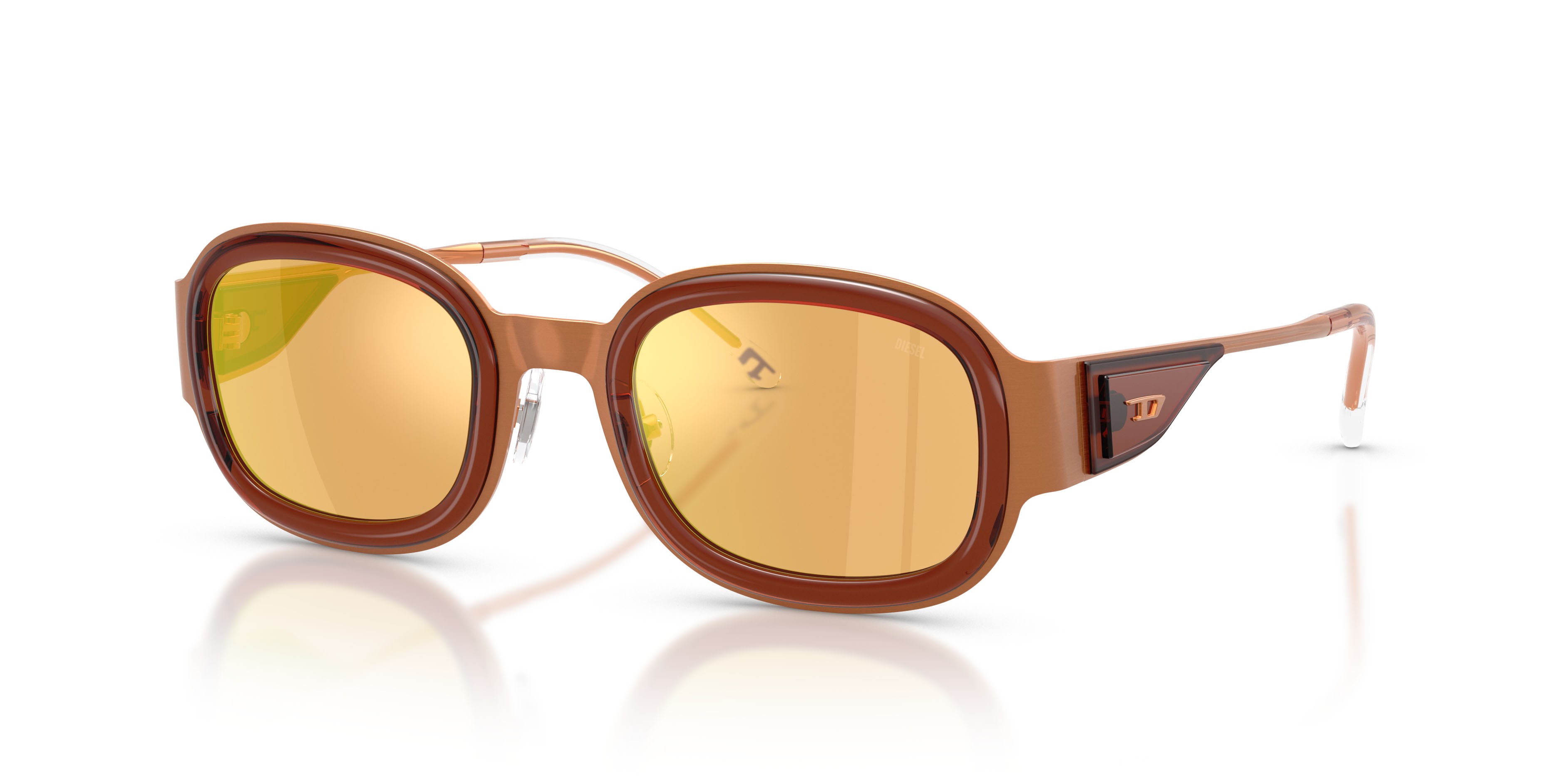 Sunglasses Diesel DL 1020 (10467J) color arancione shape square lenses orange mirror rose gold