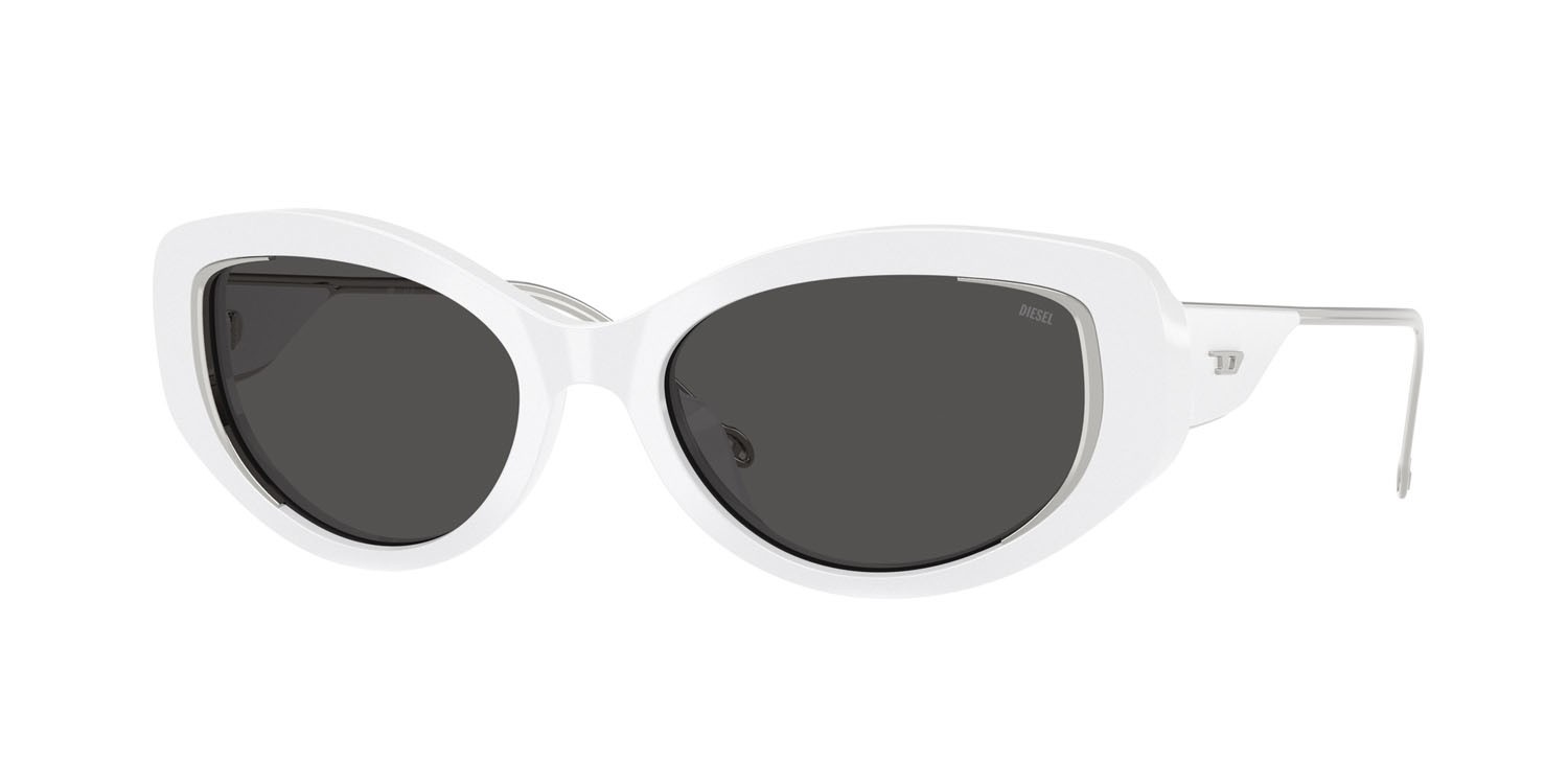 Occhiali da sole Diesel DL 2001MU (712/87) colore bianco lucido forma ovale lenti grigio scuro