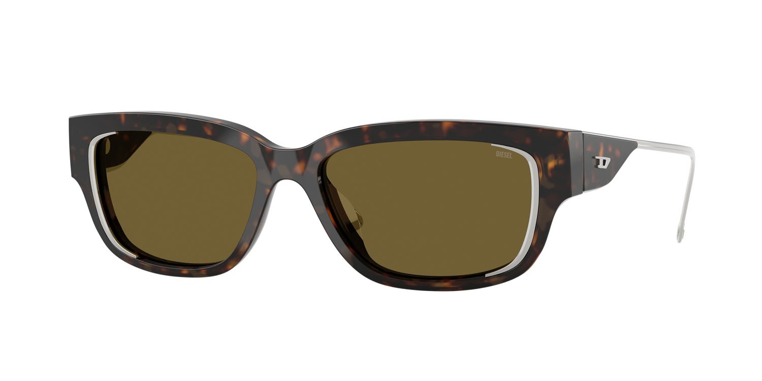 Occhiali da sole Diesel DL 2002MU (713/73) colore havana scuro lucido forma rettangolare lenti marrone