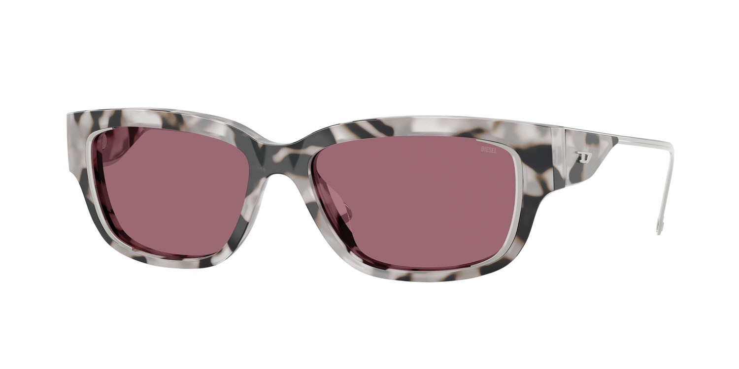 Sunglasses Diesel DL 2002MU (721/B5) color grigio tartarugato brillante shape rectangle lenses specchiata rossa