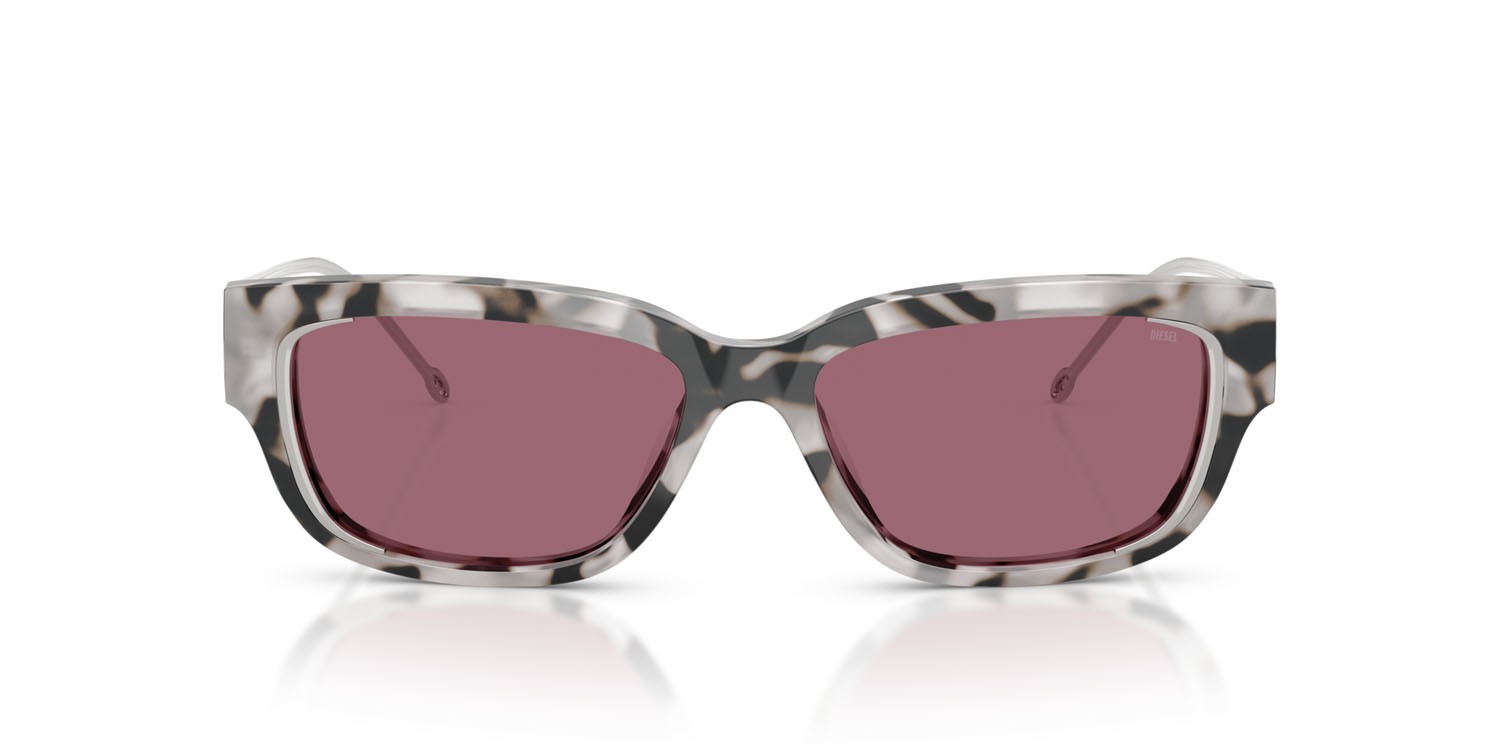 Sunglasses Diesel DL 2002MU (721/B5) color grigio tartarugato brillante shape rectangle lenses specchiata rossa
