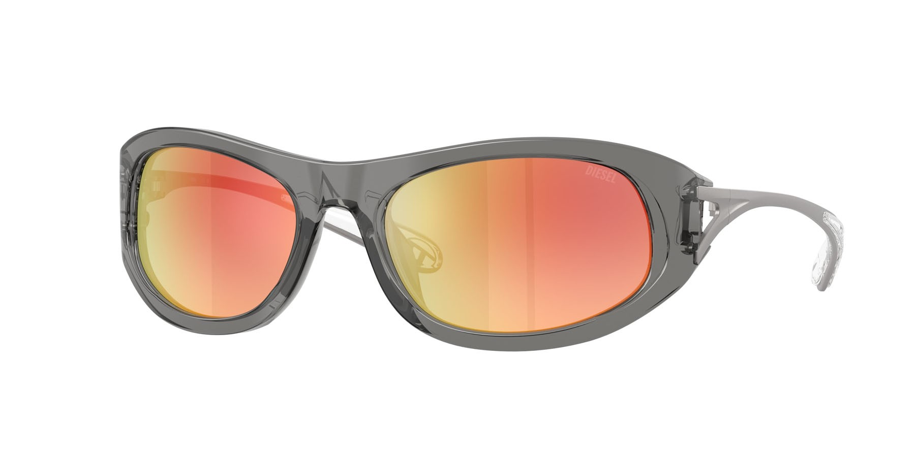 Occhiali da sole Diesel DL 2007U (2027B6) colore grigio scuro trasparente forma cat eye lenti green gradient brown mirror red