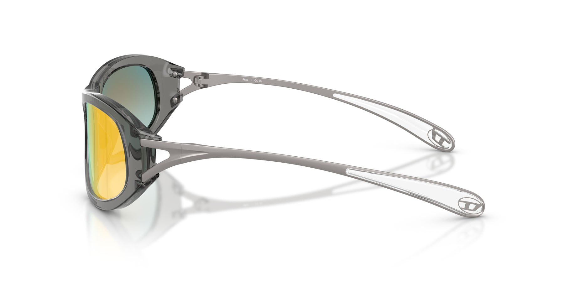 Occhiali da sole Diesel DL 2007U (2027B6) colore grigio scuro trasparente forma cat eye lenti green gradient brown mirror red