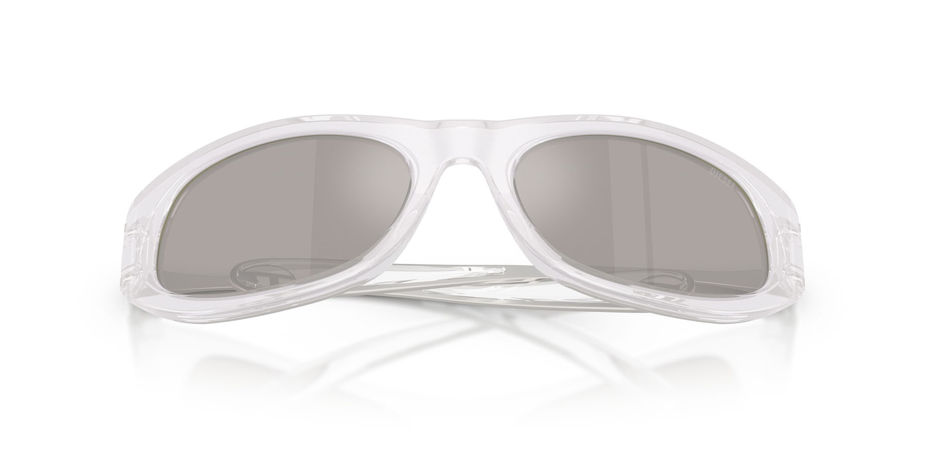 Sunglasses Diesel DL 2007U (20286G) color bianco opalino shape cat eye lenses argento a specchio
