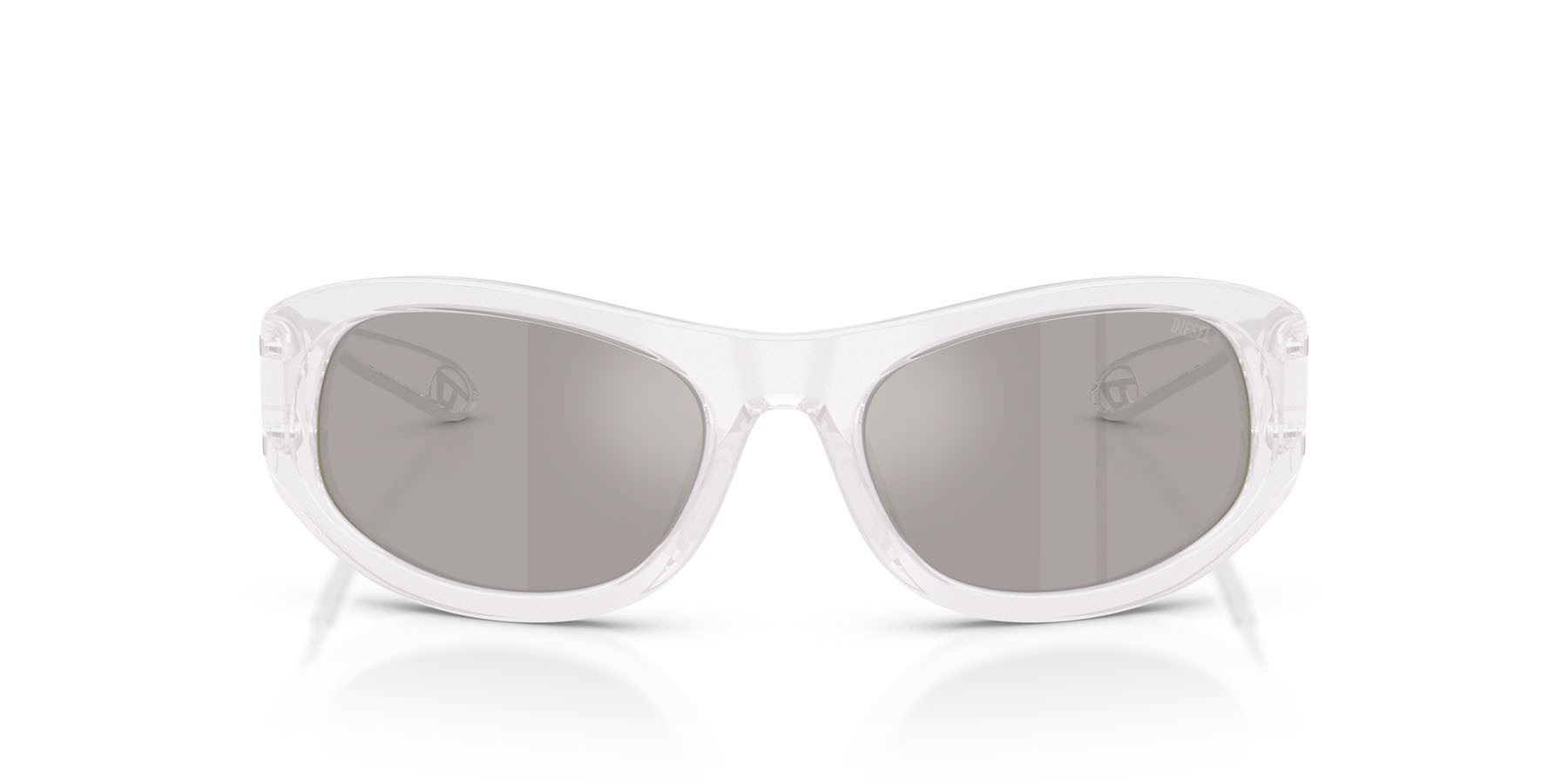 Sunglasses Diesel DL 2007U (20286G) color bianco opalino shape cat eye lenses argento a specchio
