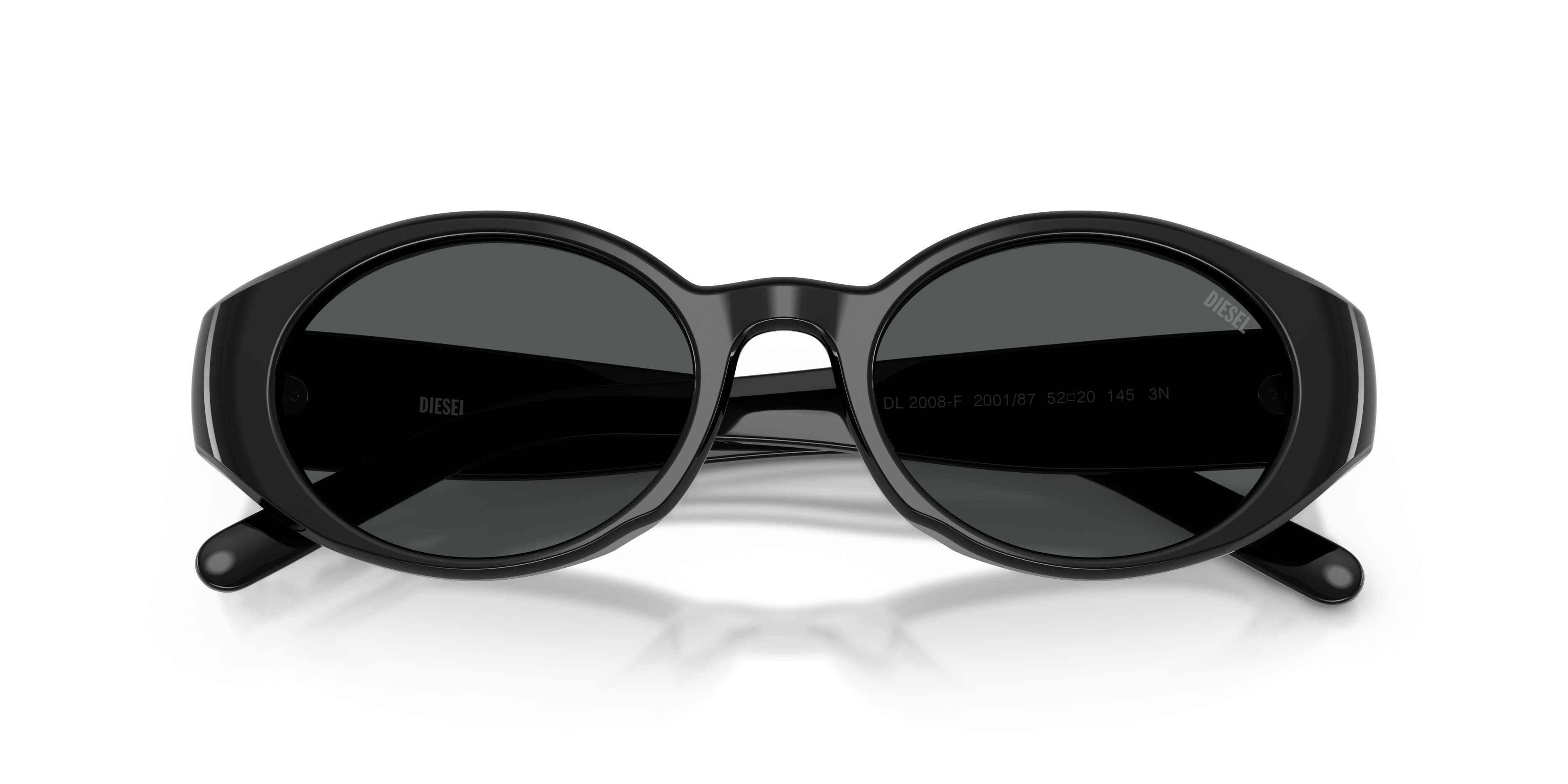 Sunglasses Diesel DL 2008F (200187) color nero a tinta unita shape oval lenses nero a tinta unita