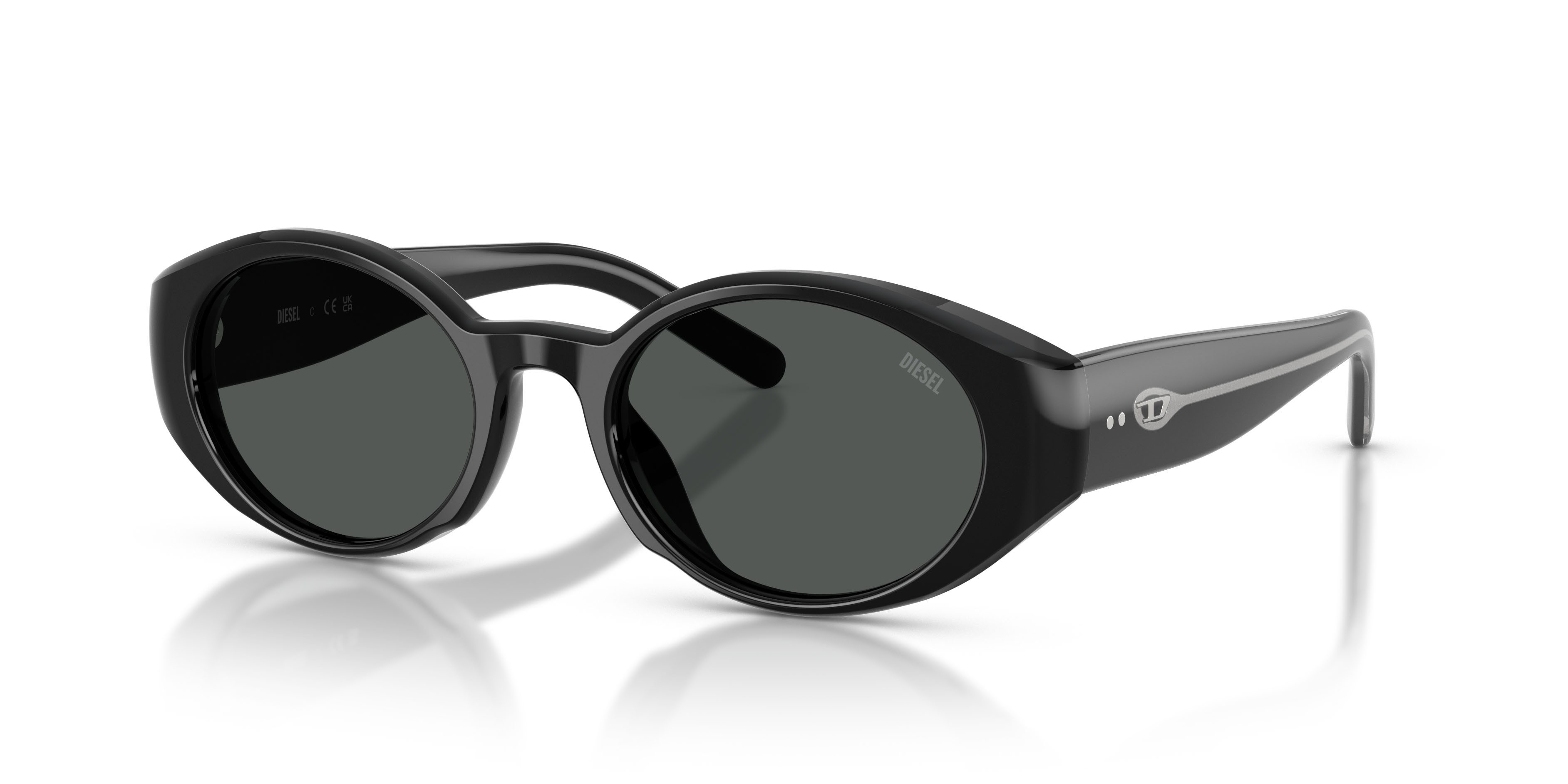 Sunglasses Diesel DL 2008F (200187) color nero a tinta unita shape oval lenses nero a tinta unita