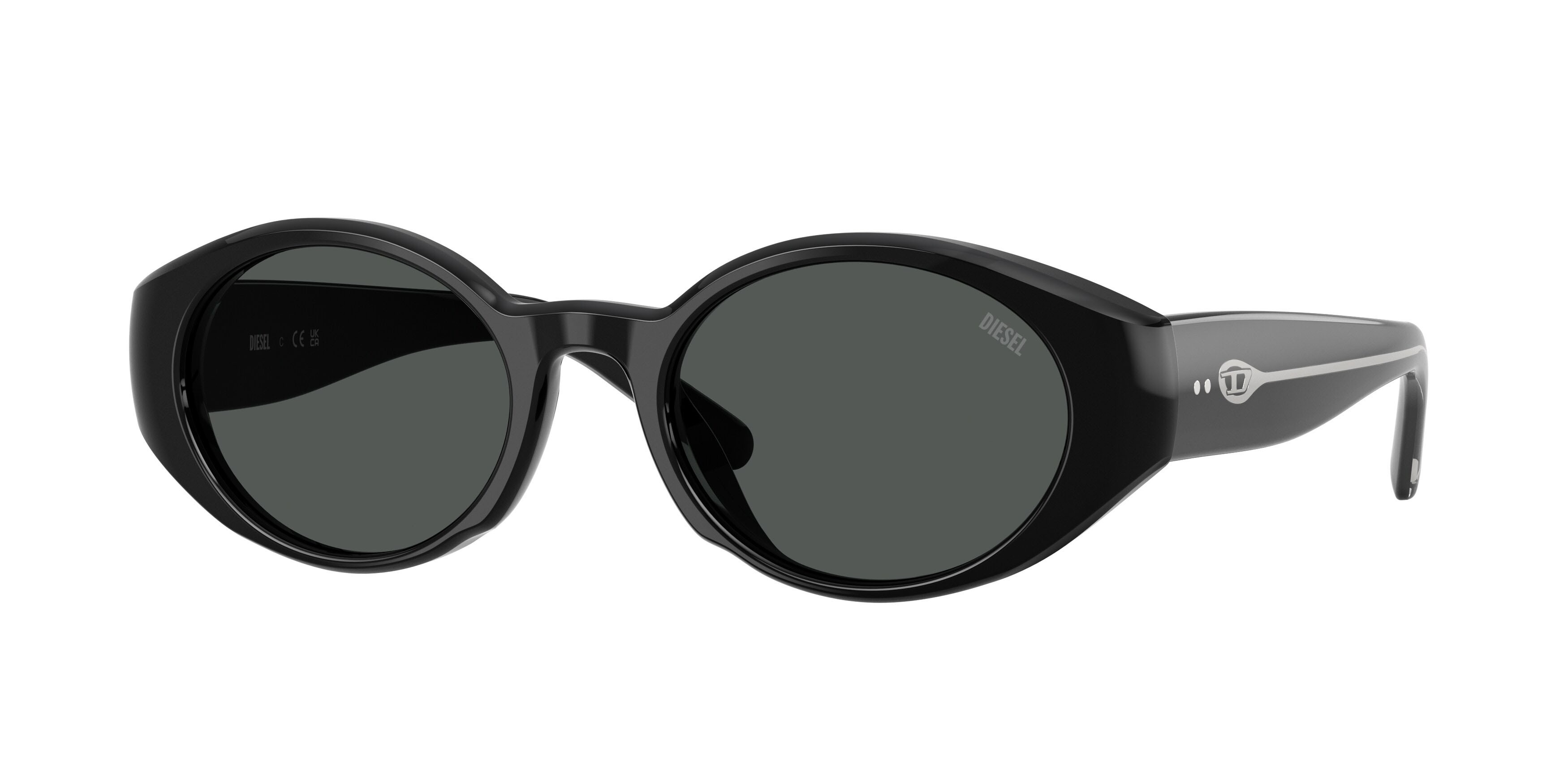 Sunglasses Diesel DL 2008U (200187) color nero a tinta unita shape oval lenses nero a tinta unita