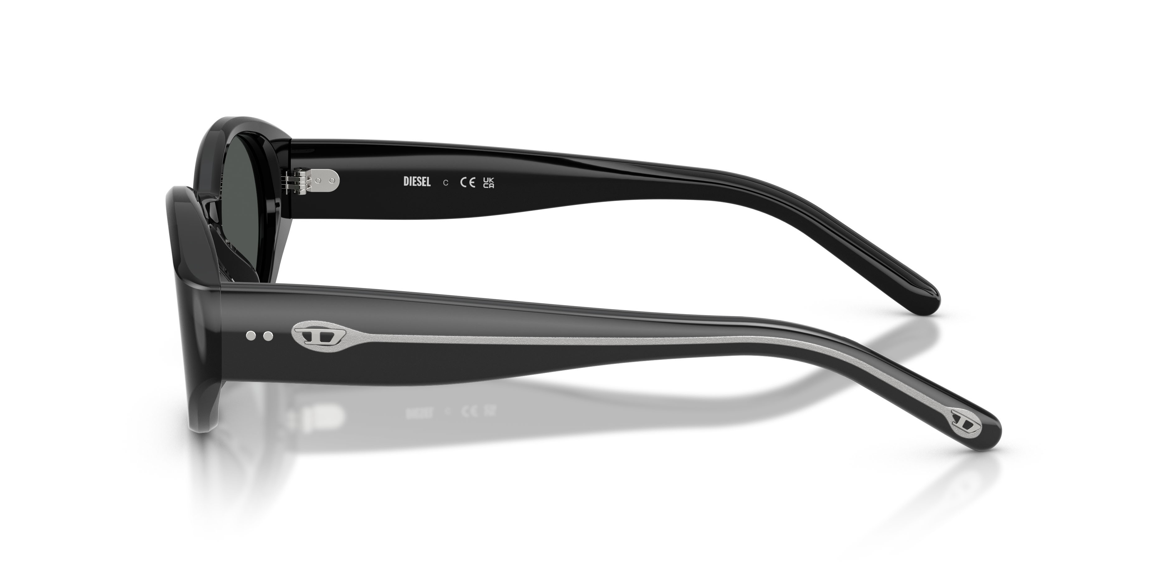 Sunglasses Diesel DL 2008U (200187) color nero a tinta unita shape oval lenses nero a tinta unita