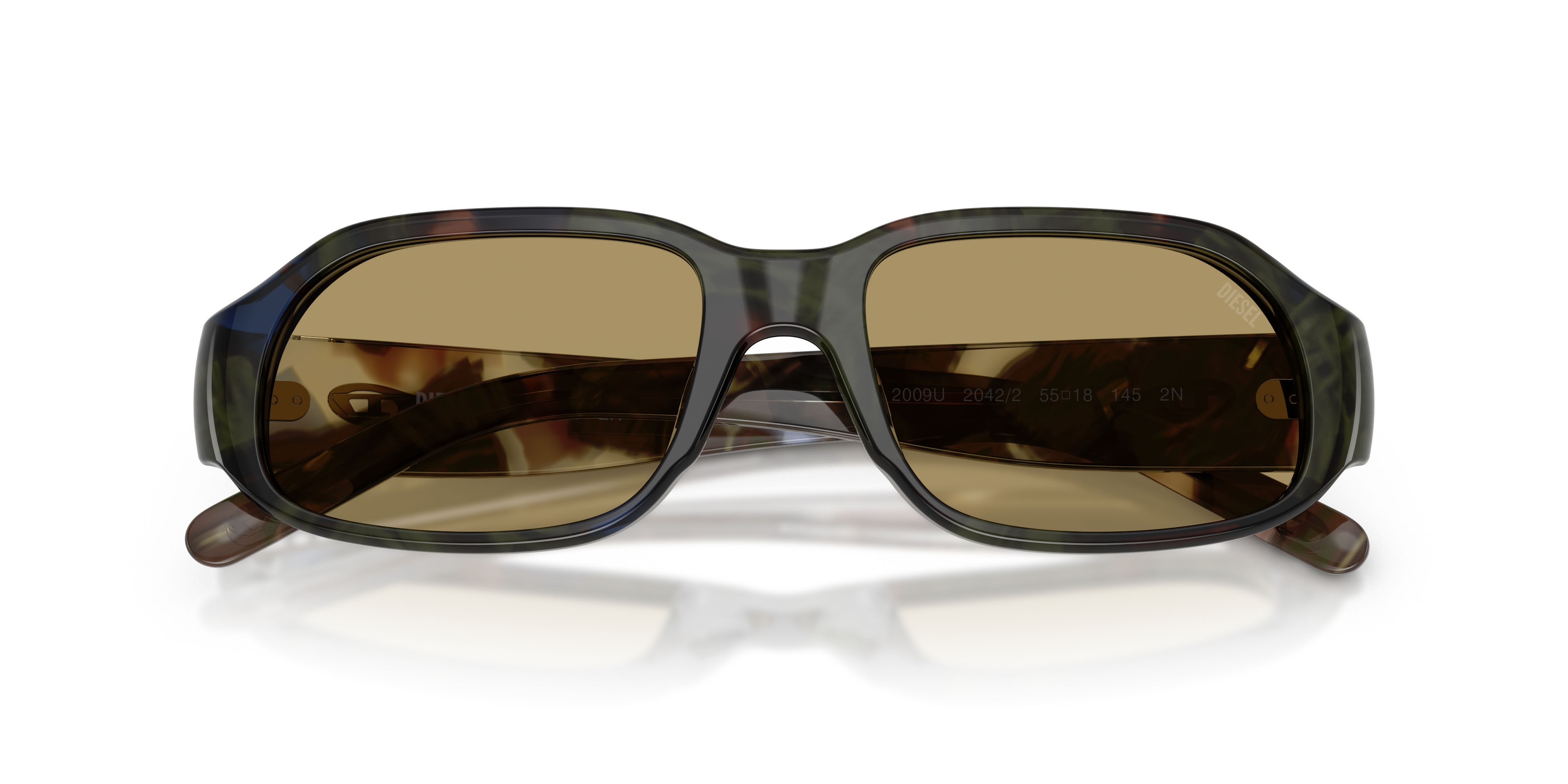 Sunglasses Diesel DL 2009U (2042/2) color havana verde shape rectangle lenses verde