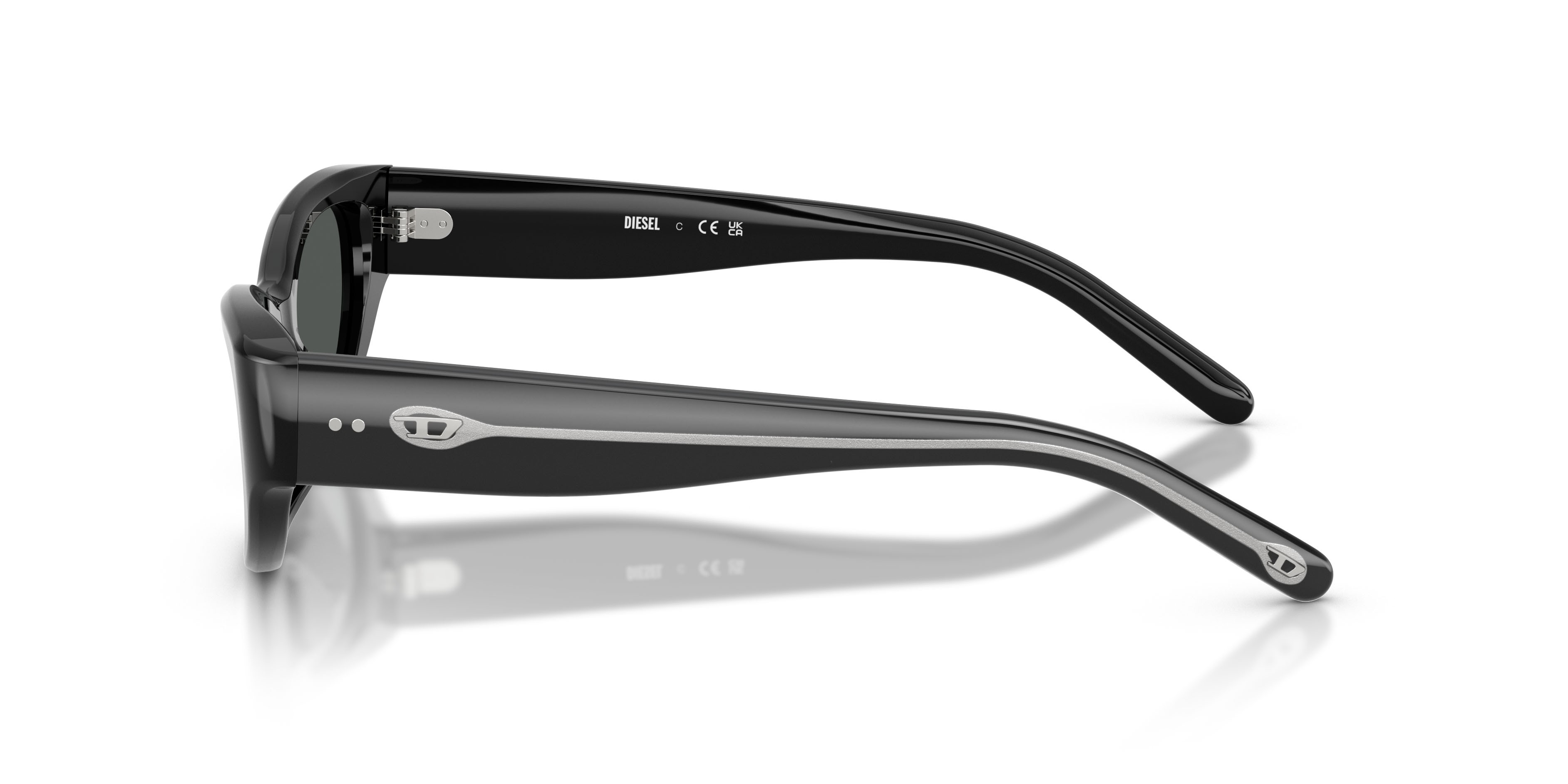 Occhiali da sole Diesel DL 2010U (200187) colore nero a tinta unita forma cat eye lenti nero a tinta unita