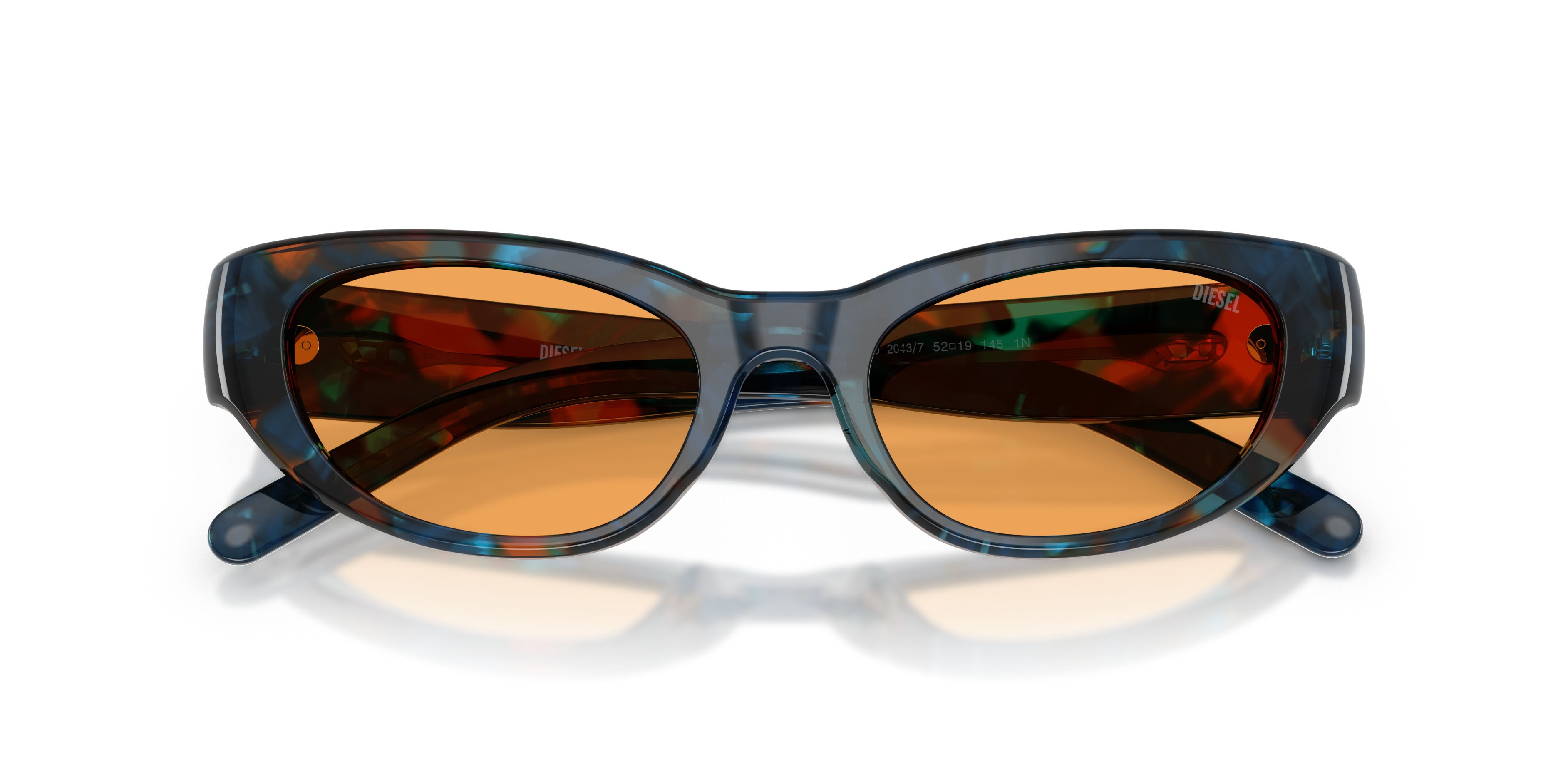 Sunglasses Diesel DL 2010U (2043/7) color blu havana shape cat eye lenses arancione
