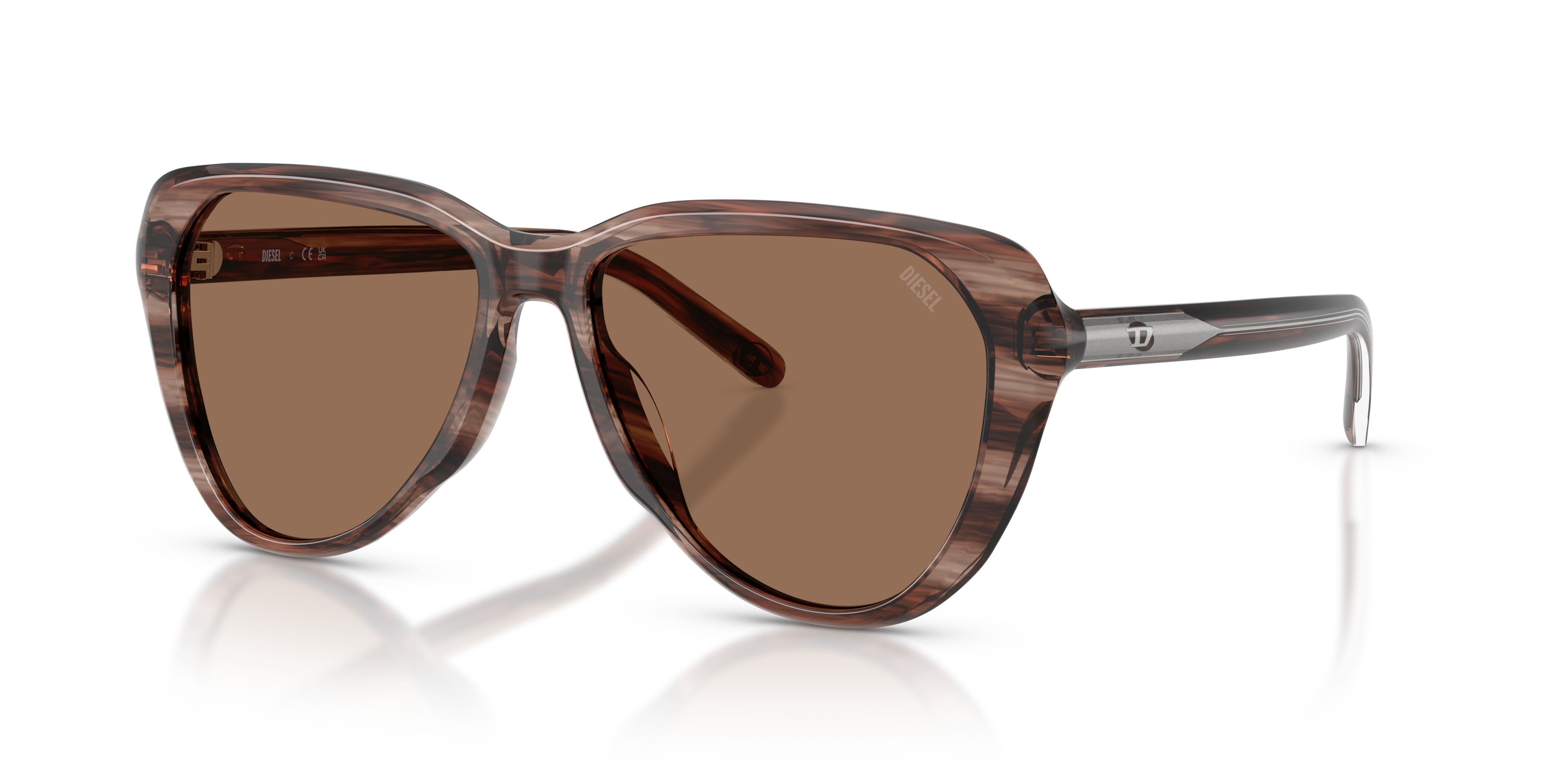 Sunglasses Diesel DL 2011U (203673) color marrone striato shape aviator lenses marrone scuro