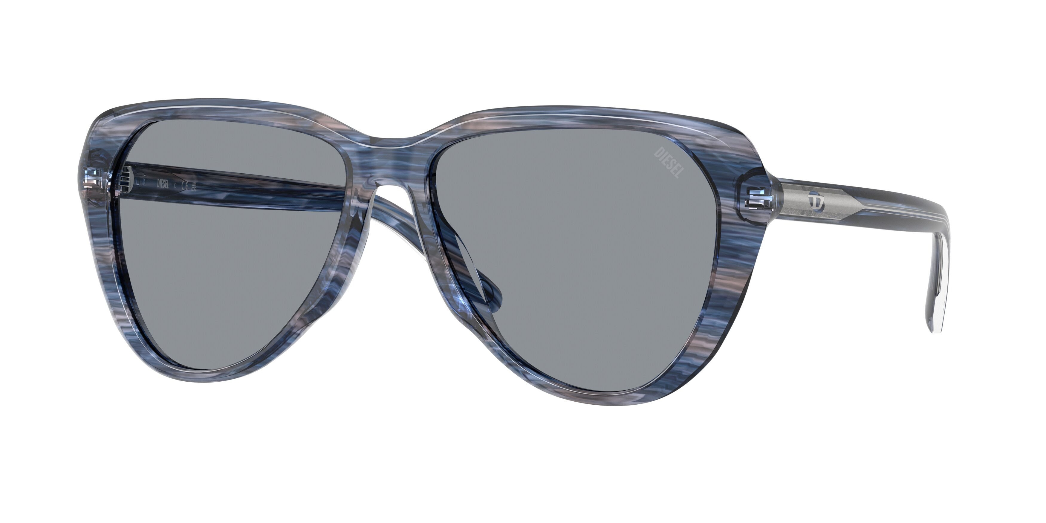 Occhiali da sole Diesel DL 2011U (2037/1) colore blu striato forma aviator lenti grigio