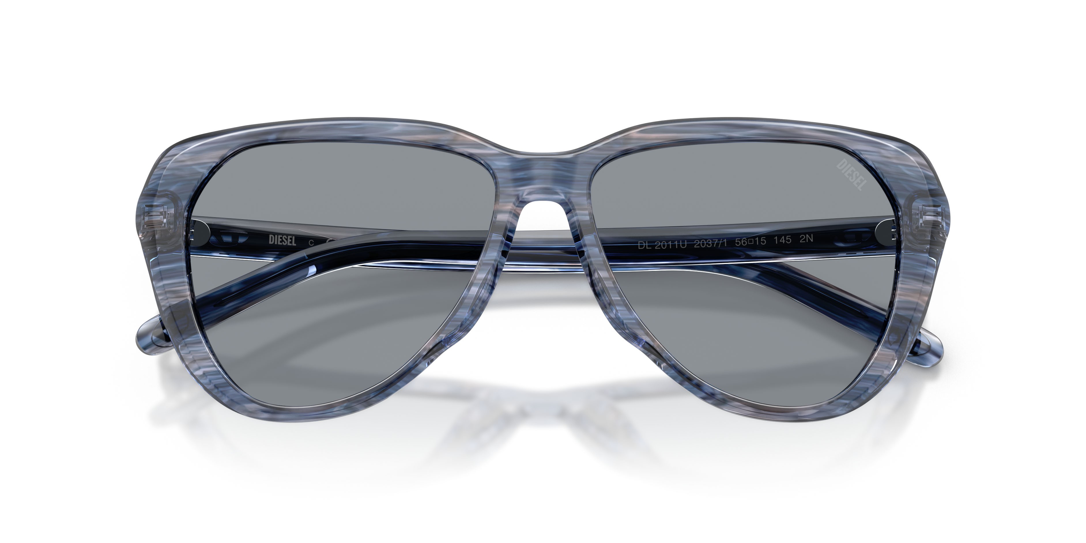 Occhiali da sole Diesel DL 2011U (2037/1) colore blu striato forma aviator lenti grigio