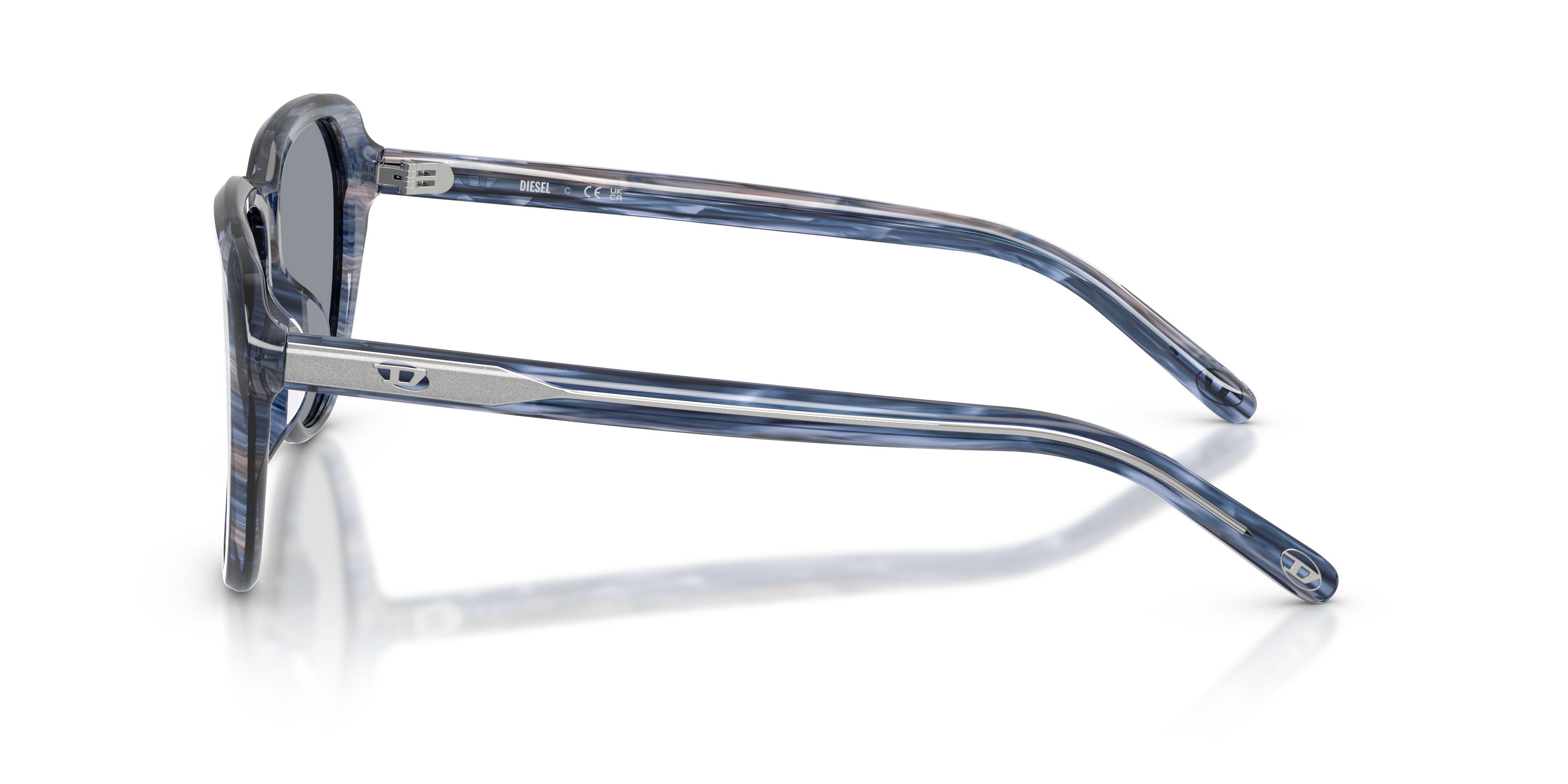 Occhiali da sole Diesel DL 2011U (2037/1) colore blu striato forma aviator lenti grigio