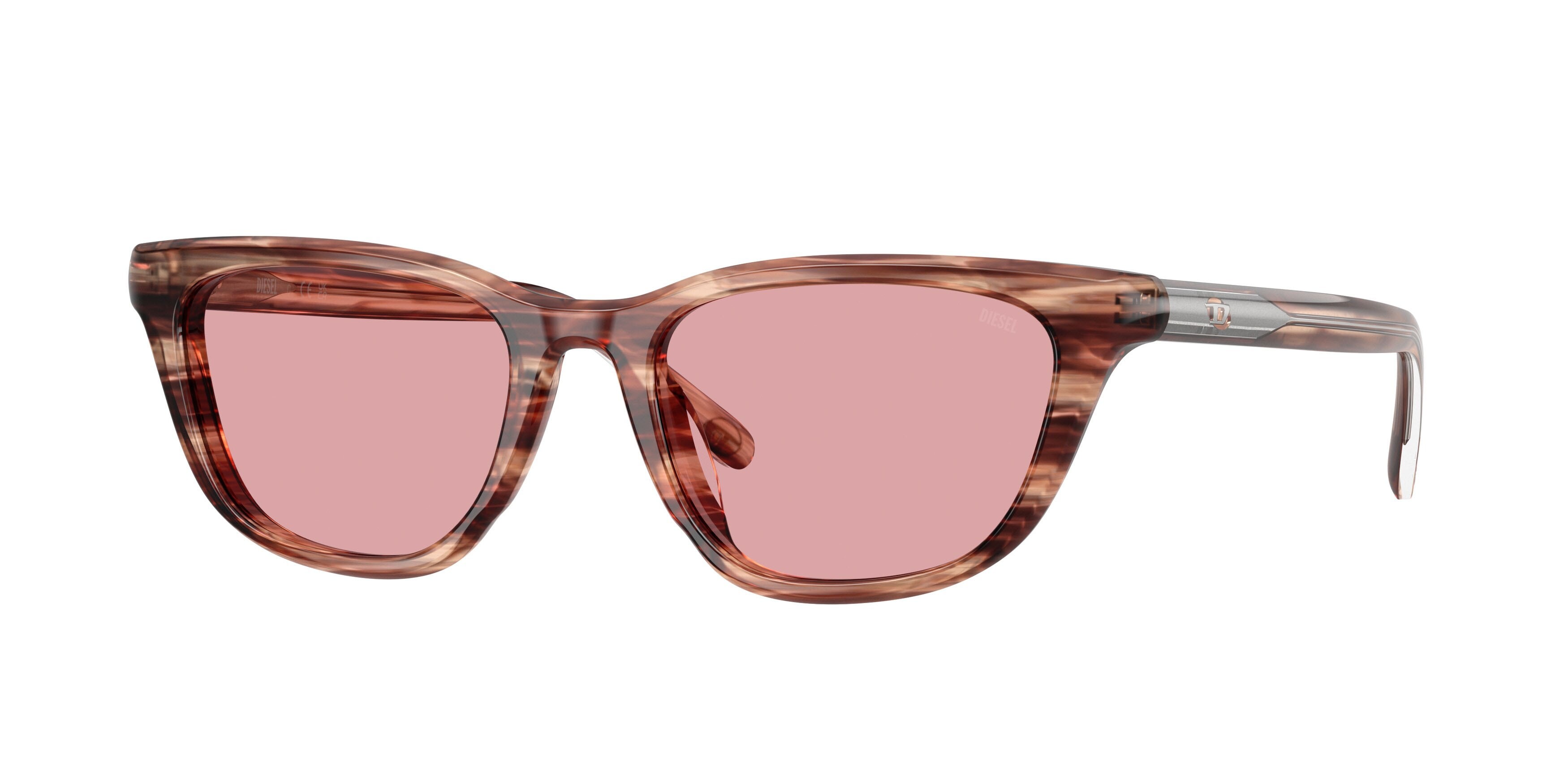 Sunglasses Diesel DL 2012U (203684) color marrone striato shape cat eye lenses viola chiaro