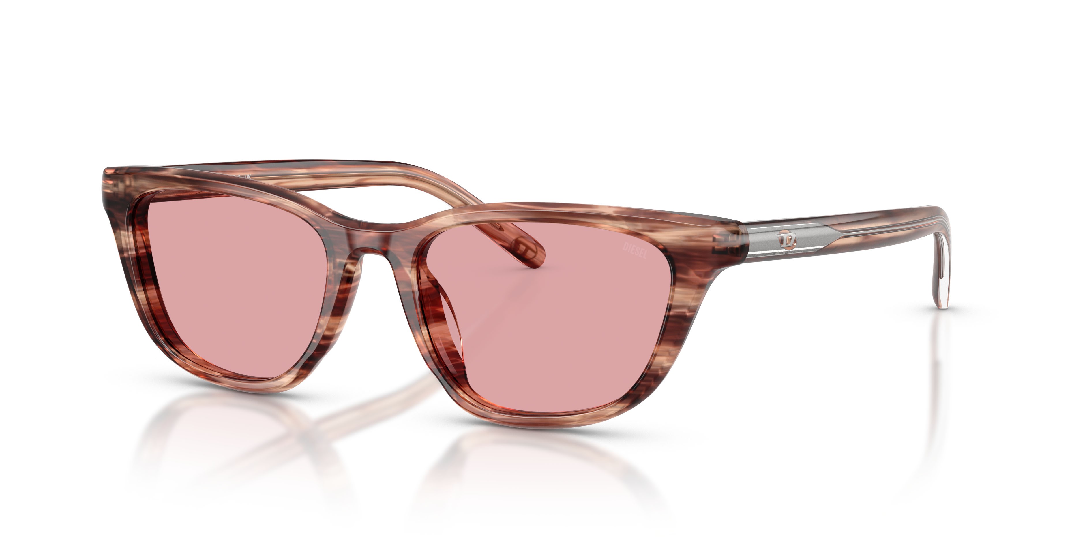 Sunglasses Diesel DL 2012U (203684) color marrone striato shape cat eye lenses viola chiaro