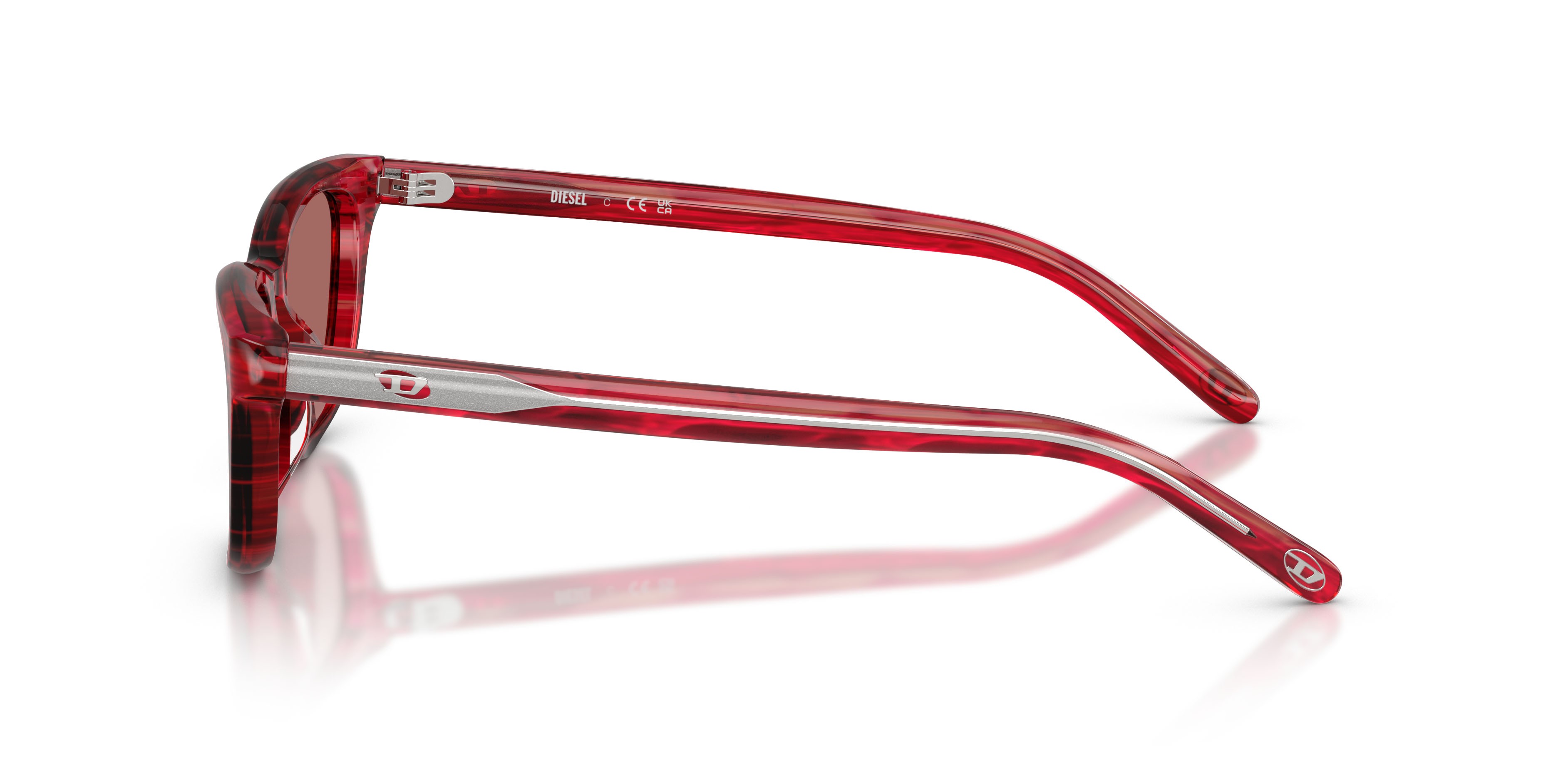 Occhiali da sole Diesel DL 2012U (203869) colore striated red forma cat eye lenti violetto scuro