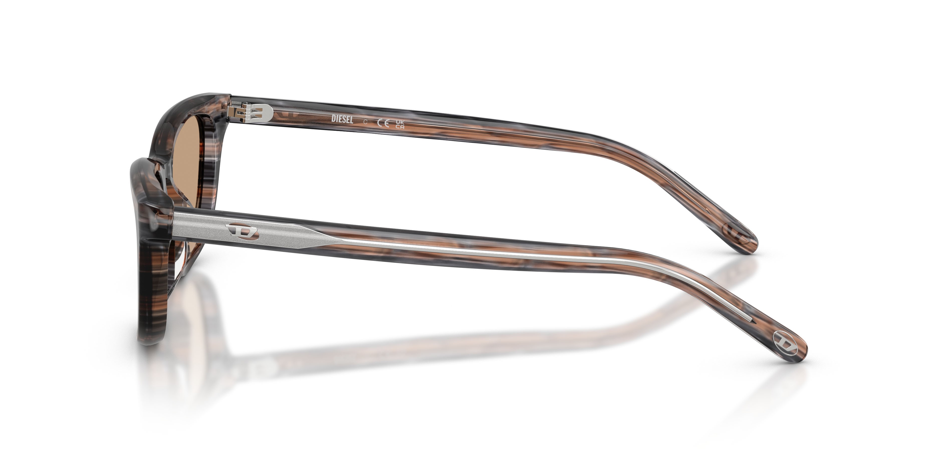 Sunglasses Diesel DL 2012U (203963) color striated grey shape cat eye lenses marrone chiaro
