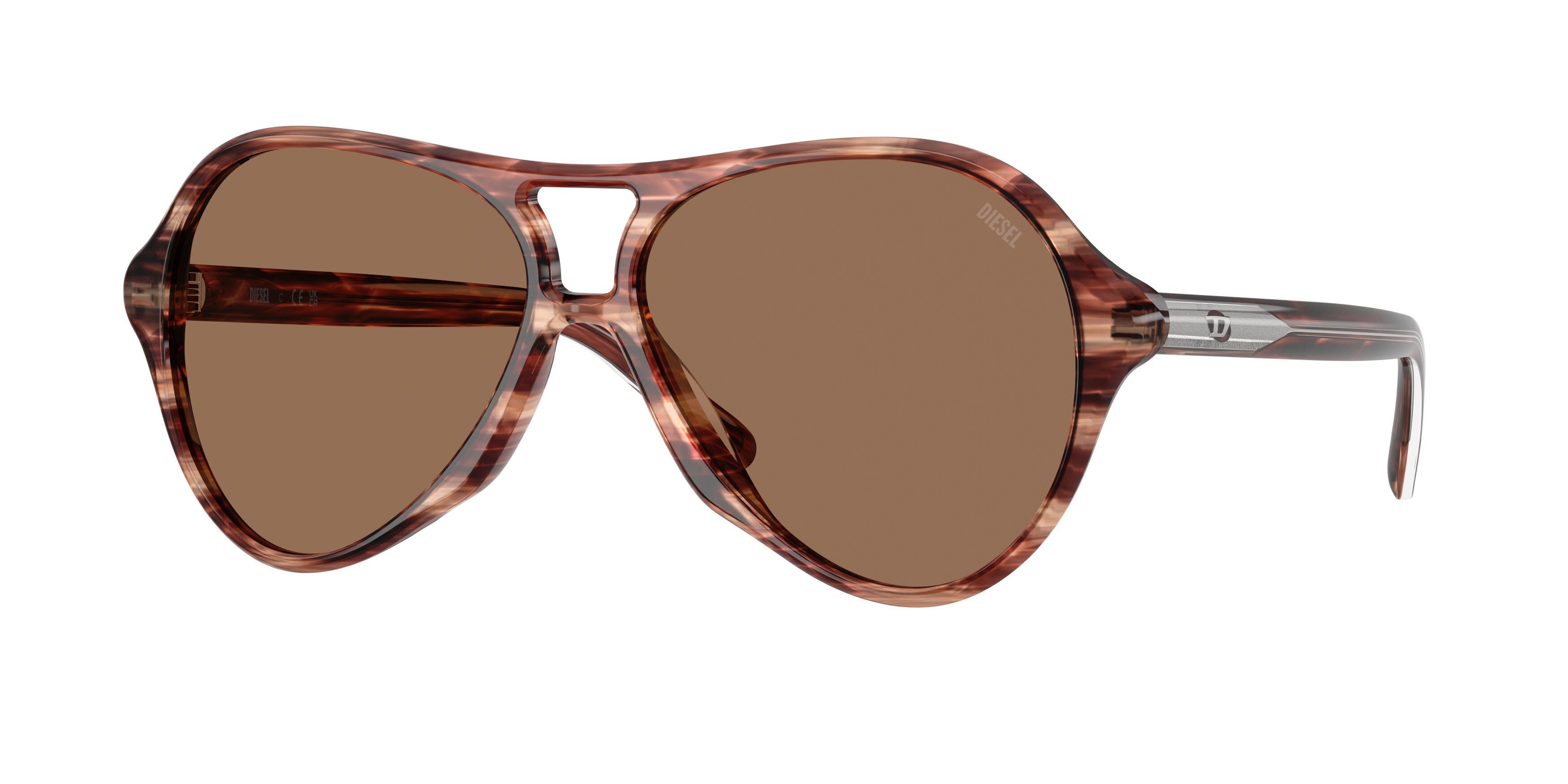 Sunglasses Diesel DL 2013U (203673) color marrone striato shape aviator lenses marrone scuro