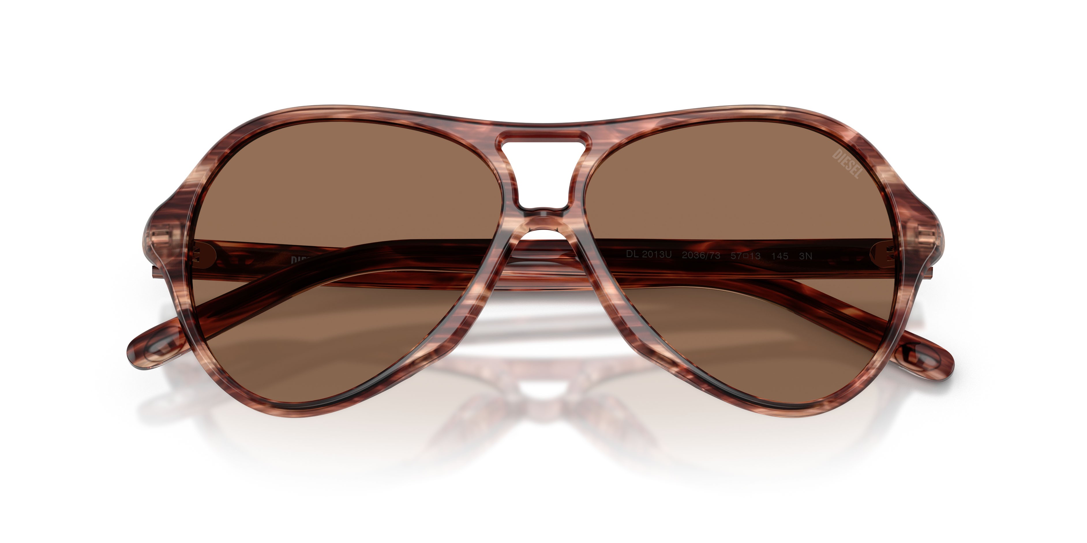 Sunglasses Diesel DL 2013U (203673) color marrone striato shape aviator lenses marrone scuro