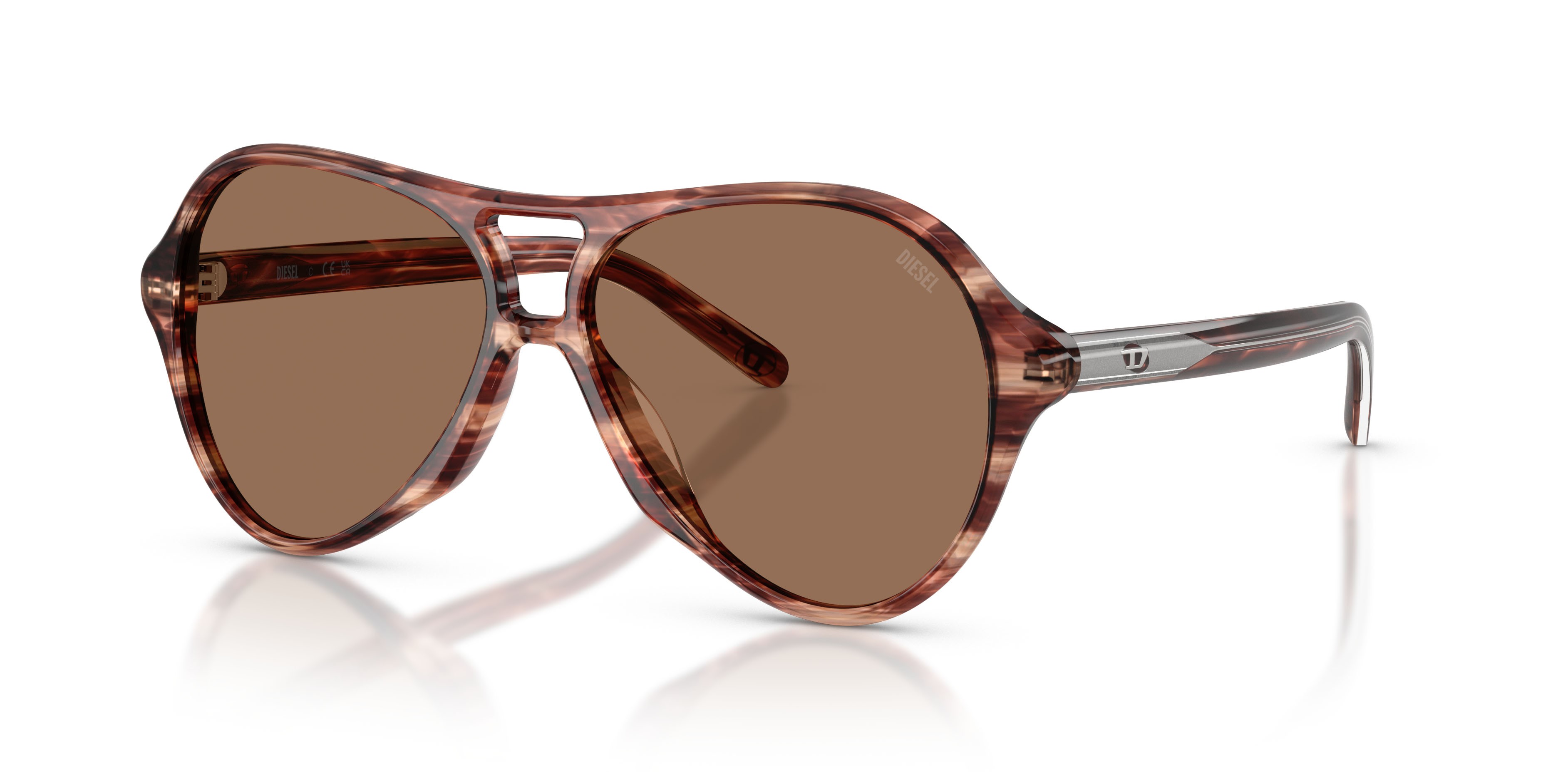 Sunglasses Diesel DL 2013U (203673) color marrone striato shape aviator lenses marrone scuro