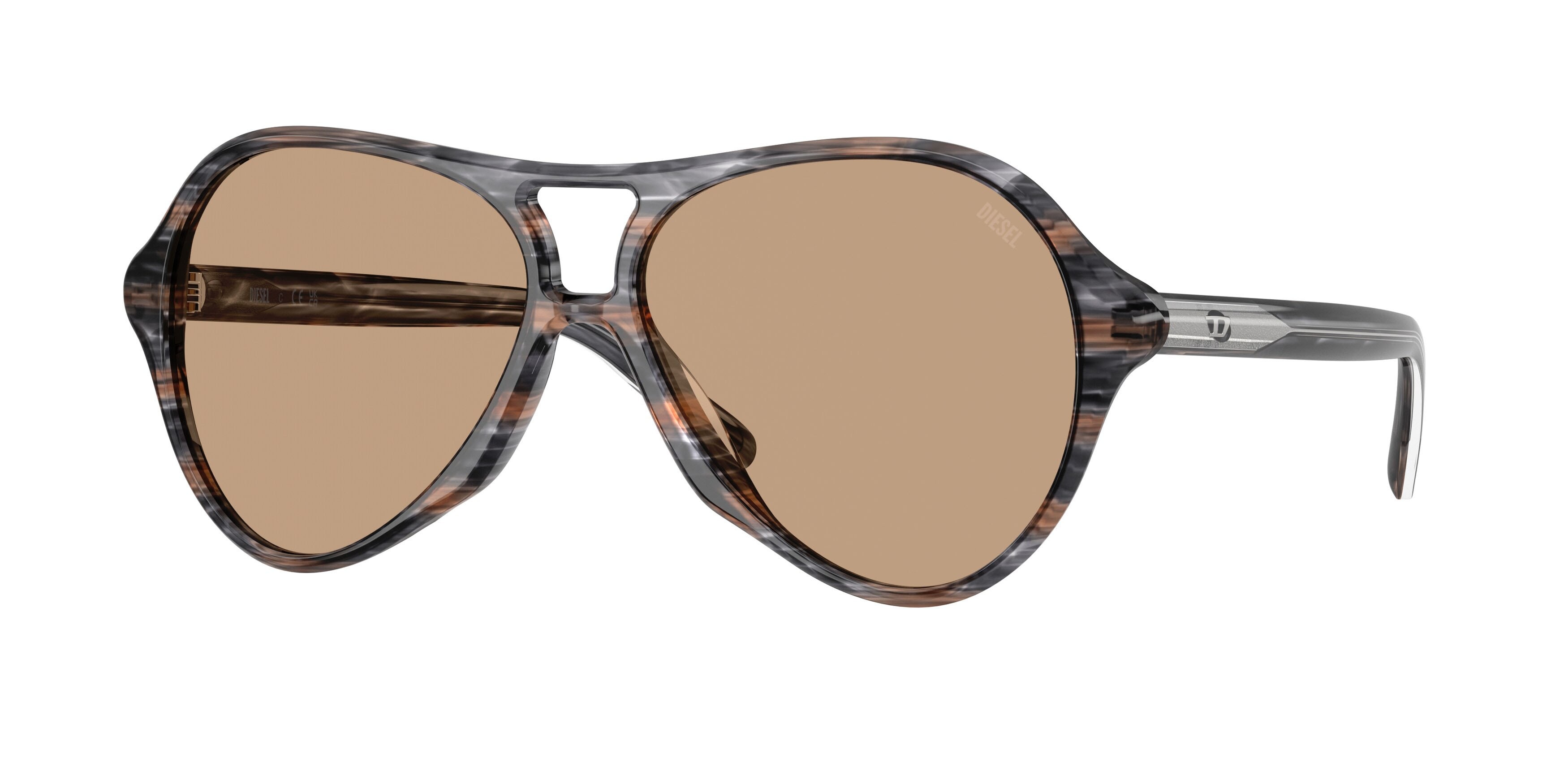 Sunglasses Diesel DL 2013U (203963) color striated grey shape aviator lenses marrone chiaro