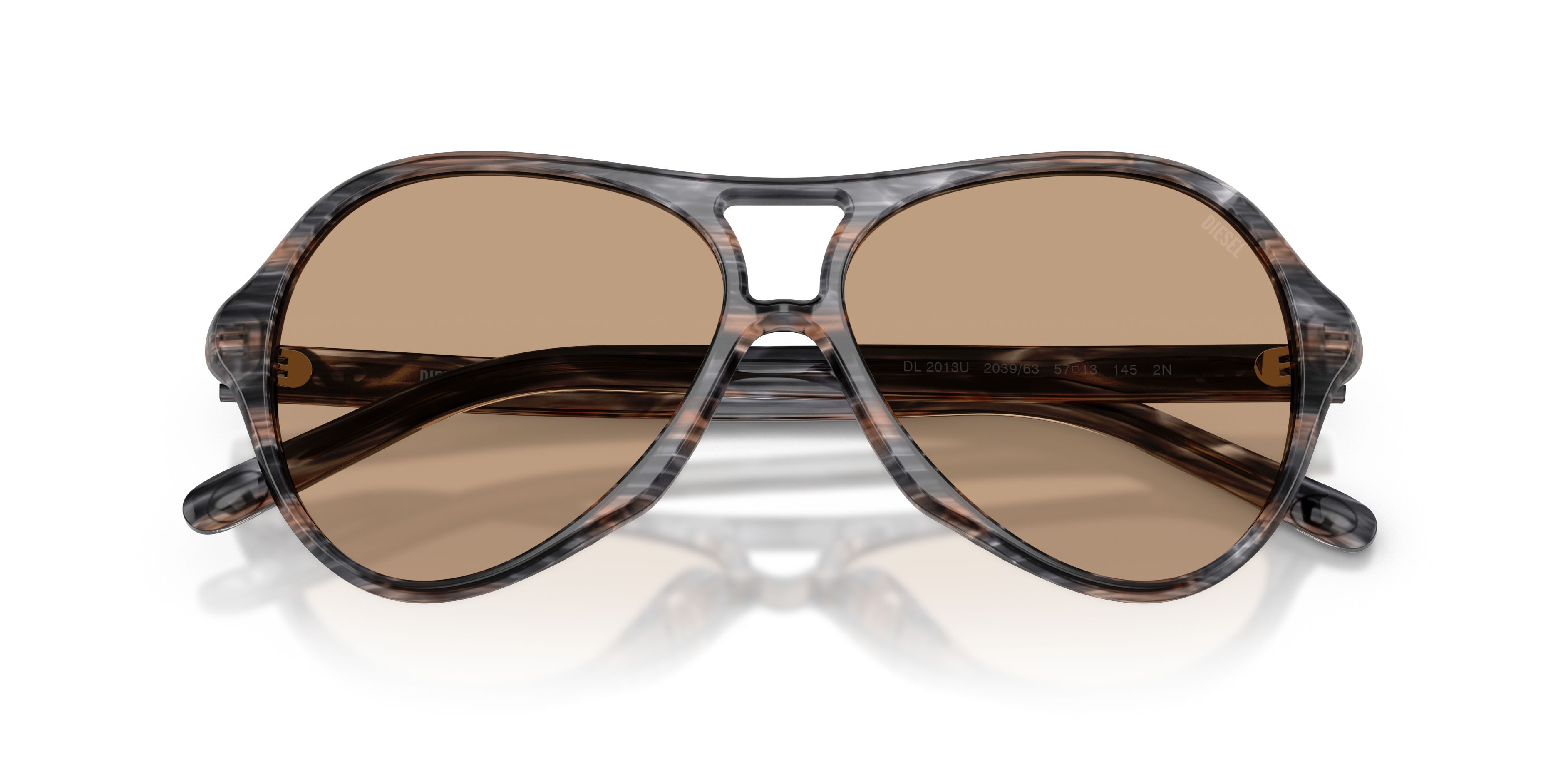 Sunglasses Diesel DL 2013U (203963) color striated grey shape aviator lenses marrone chiaro