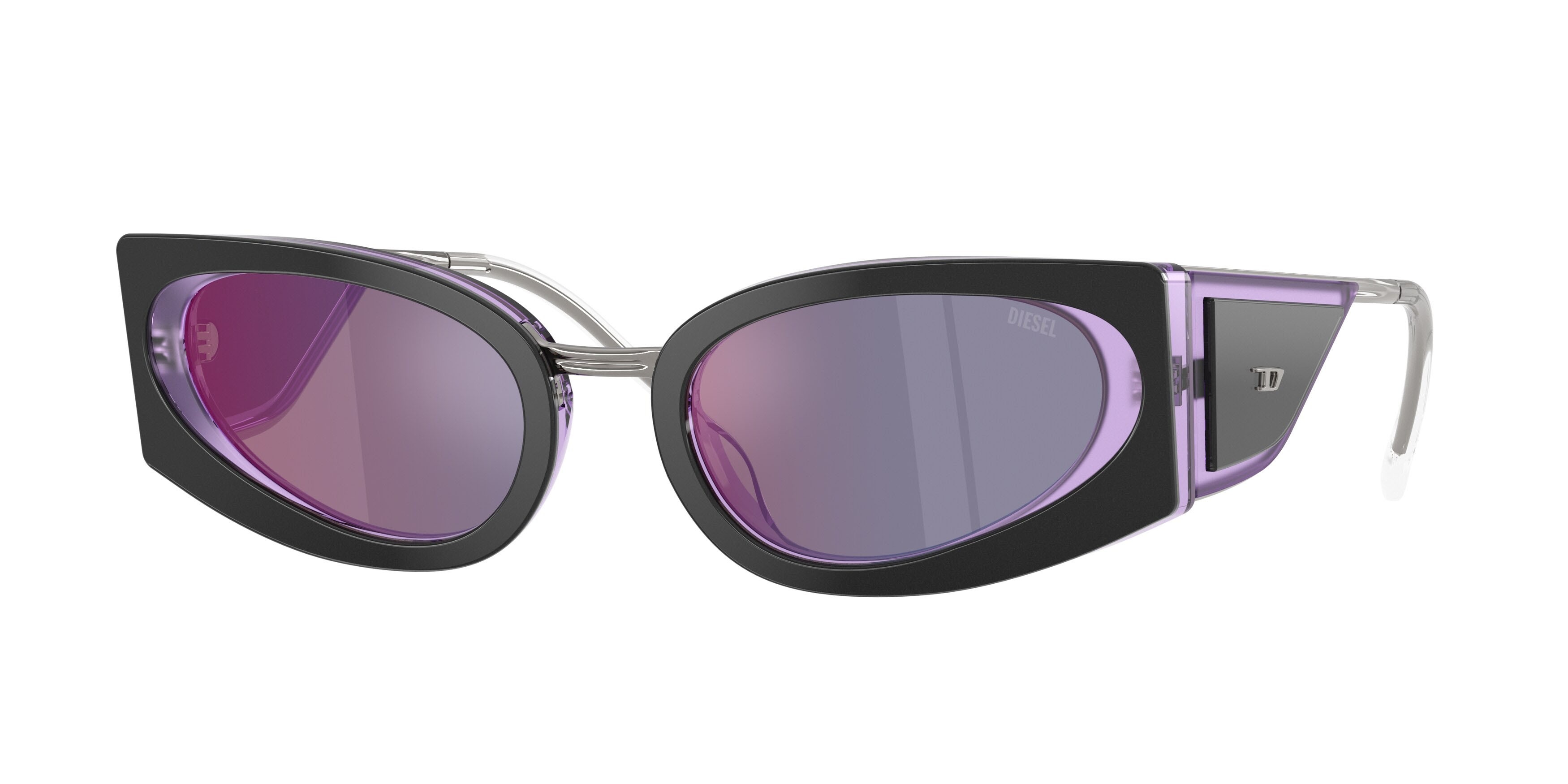 Sunglasses Diesel DL 2014U (20452S) color metal liliac shape cat eye lenses violetto specchiato violetto