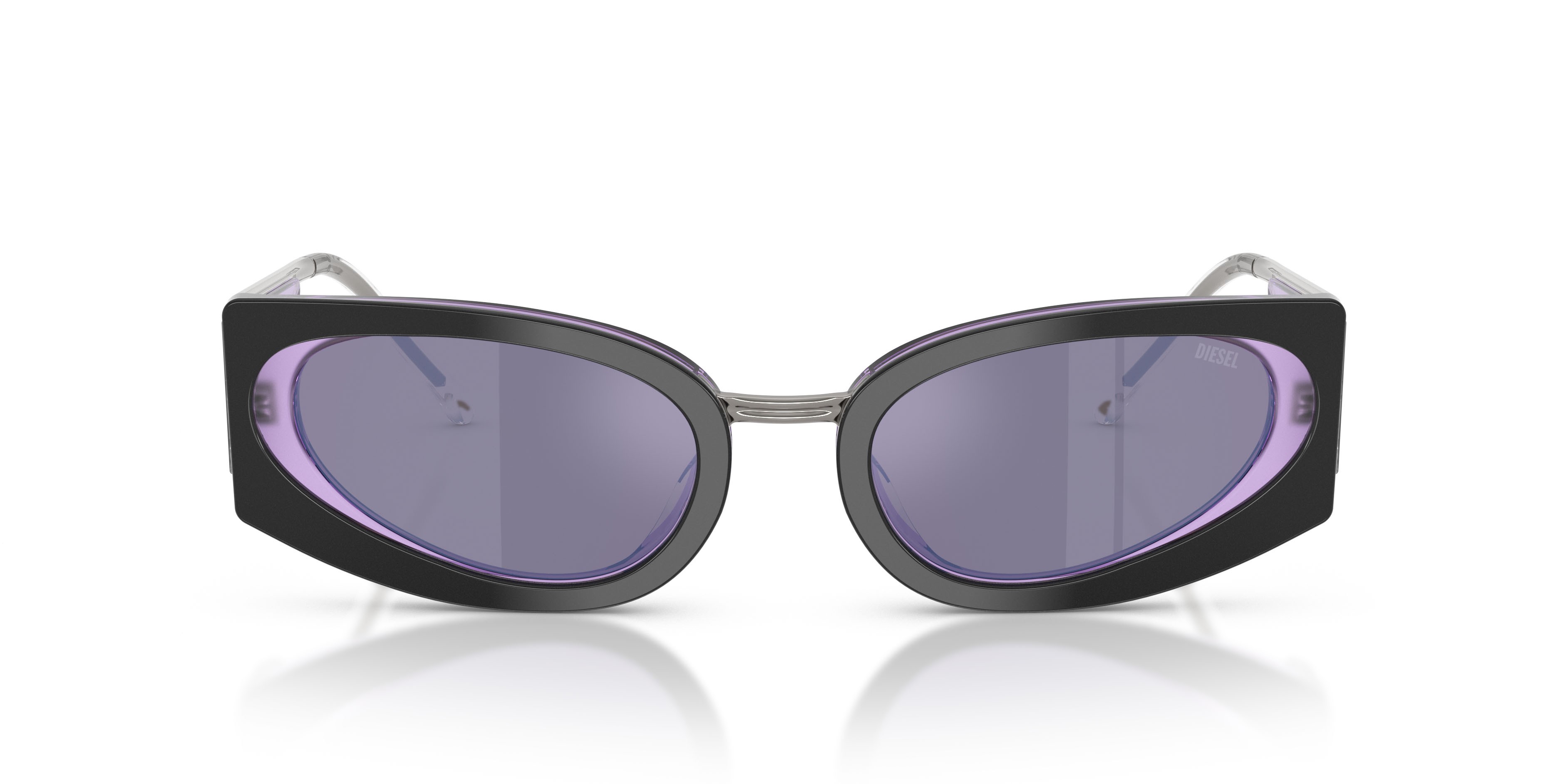 Sunglasses Diesel DL 2014U (20452S) color metal liliac shape cat eye lenses violetto specchiato violetto