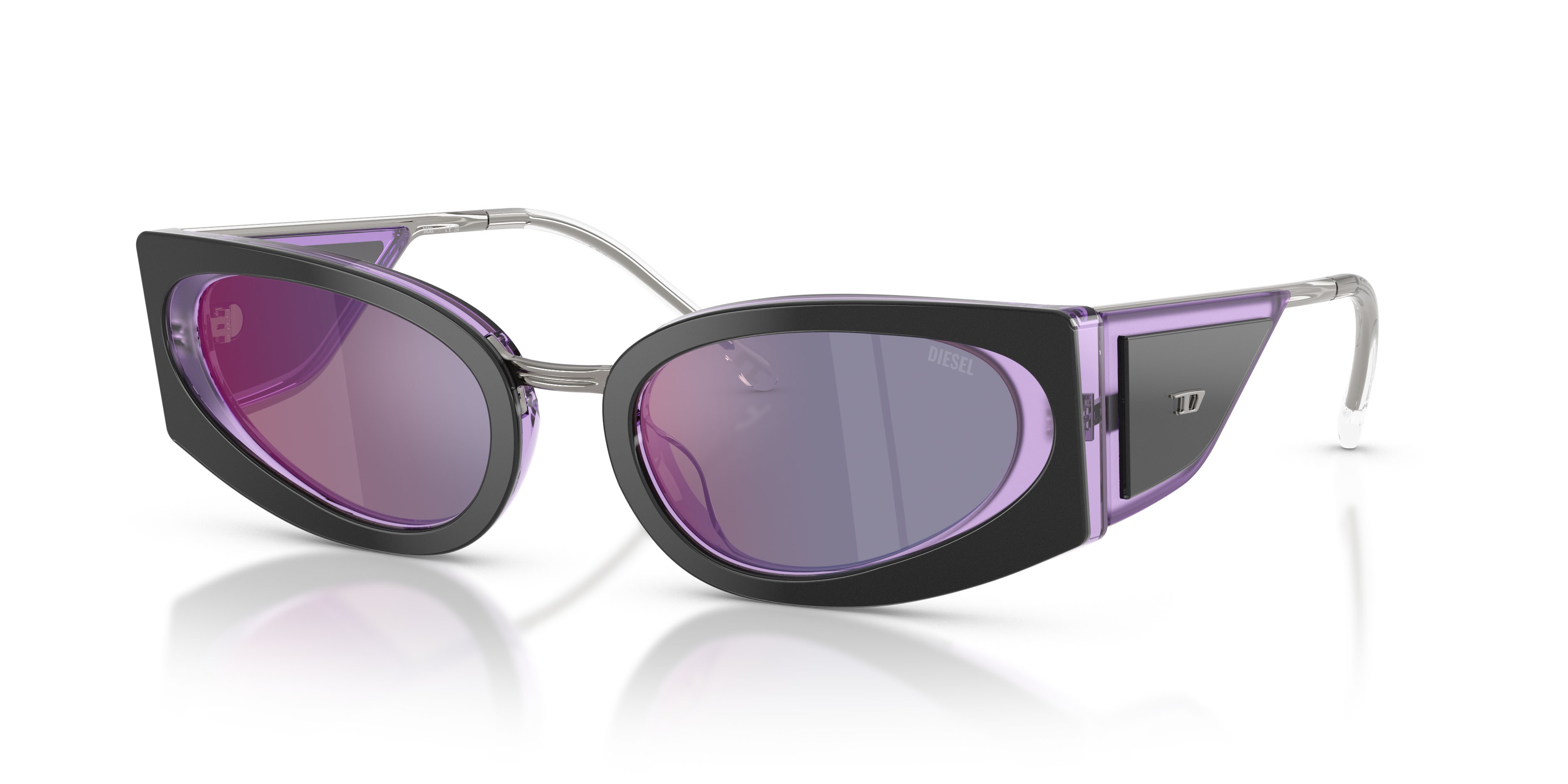 Sunglasses Diesel DL 2014U (20452S) color metal liliac shape cat eye lenses violetto specchiato violetto