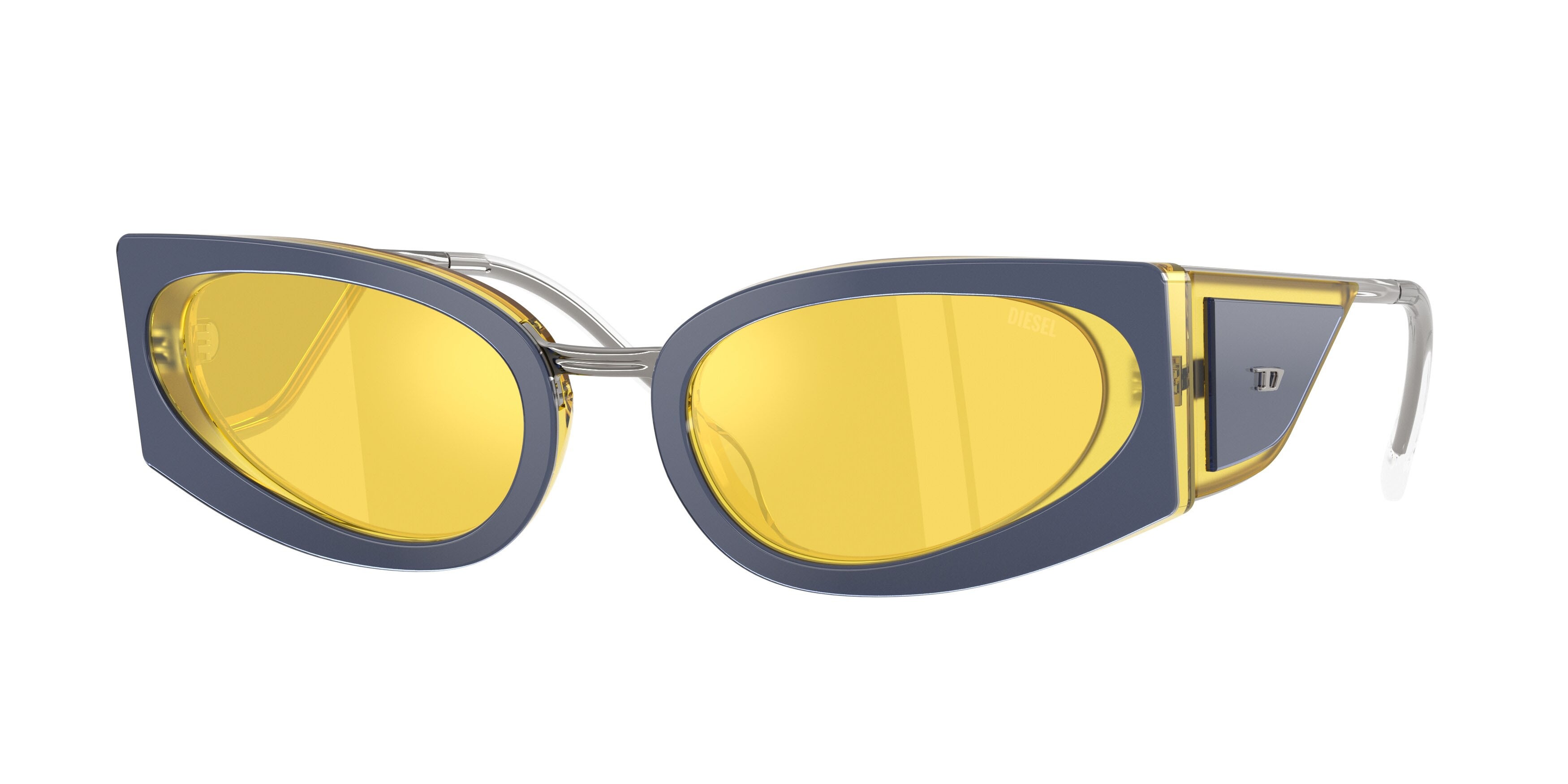 Sunglasses Diesel DL 2014U (2046V9) color giallo metallizzato shape cat eye lenses yellow/silver