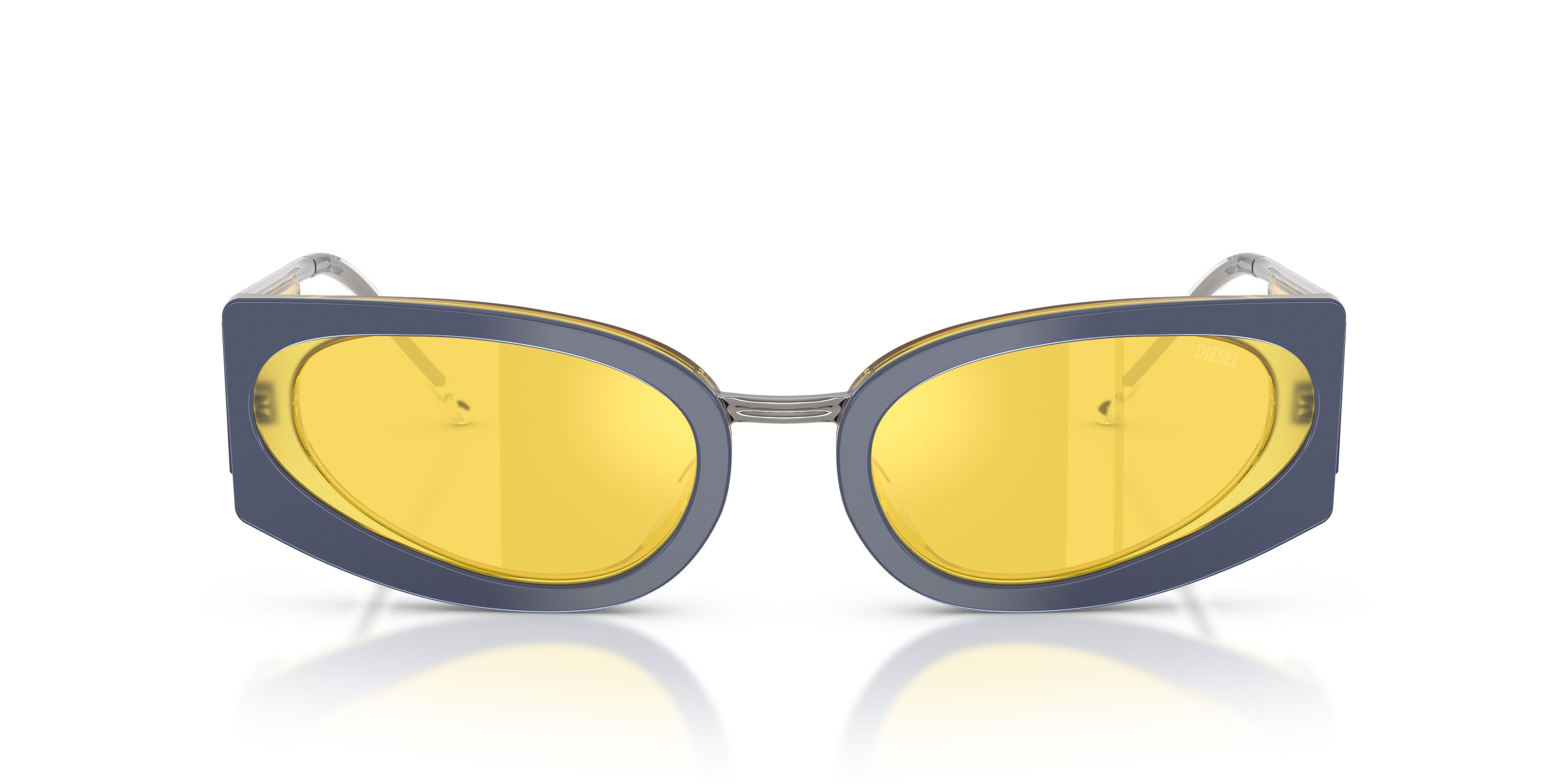 Sunglasses Diesel DL 2014U (2046V9) color giallo metallizzato shape cat eye lenses yellow/silver