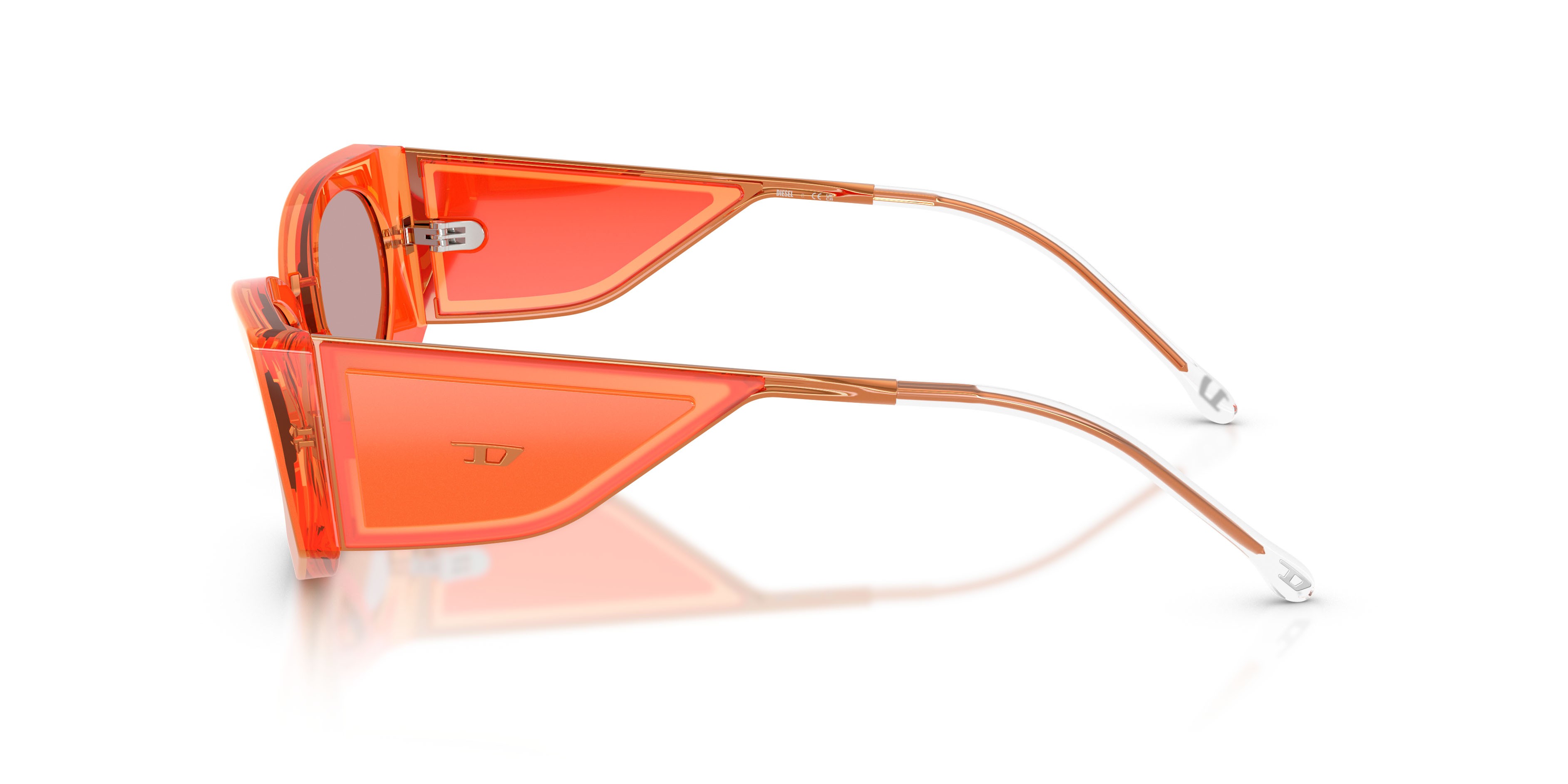 Sunglasses Diesel DL 2014U (20477J) color arancione shape cat eye lenses orange mirror rose gold