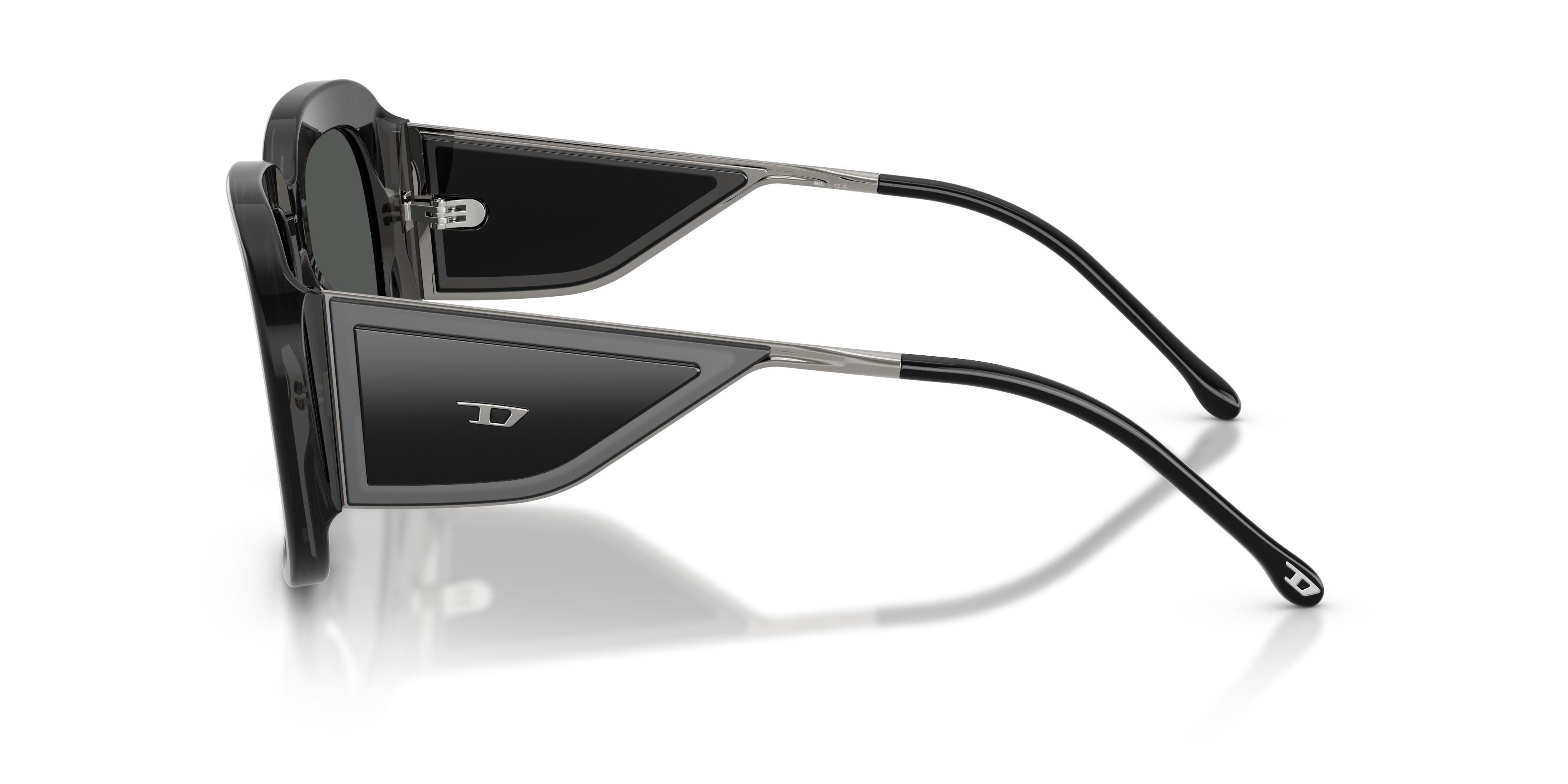 Sunglasses Diesel DL 2015U (204487) color black tranparent grey shape square lenses grigio scuro