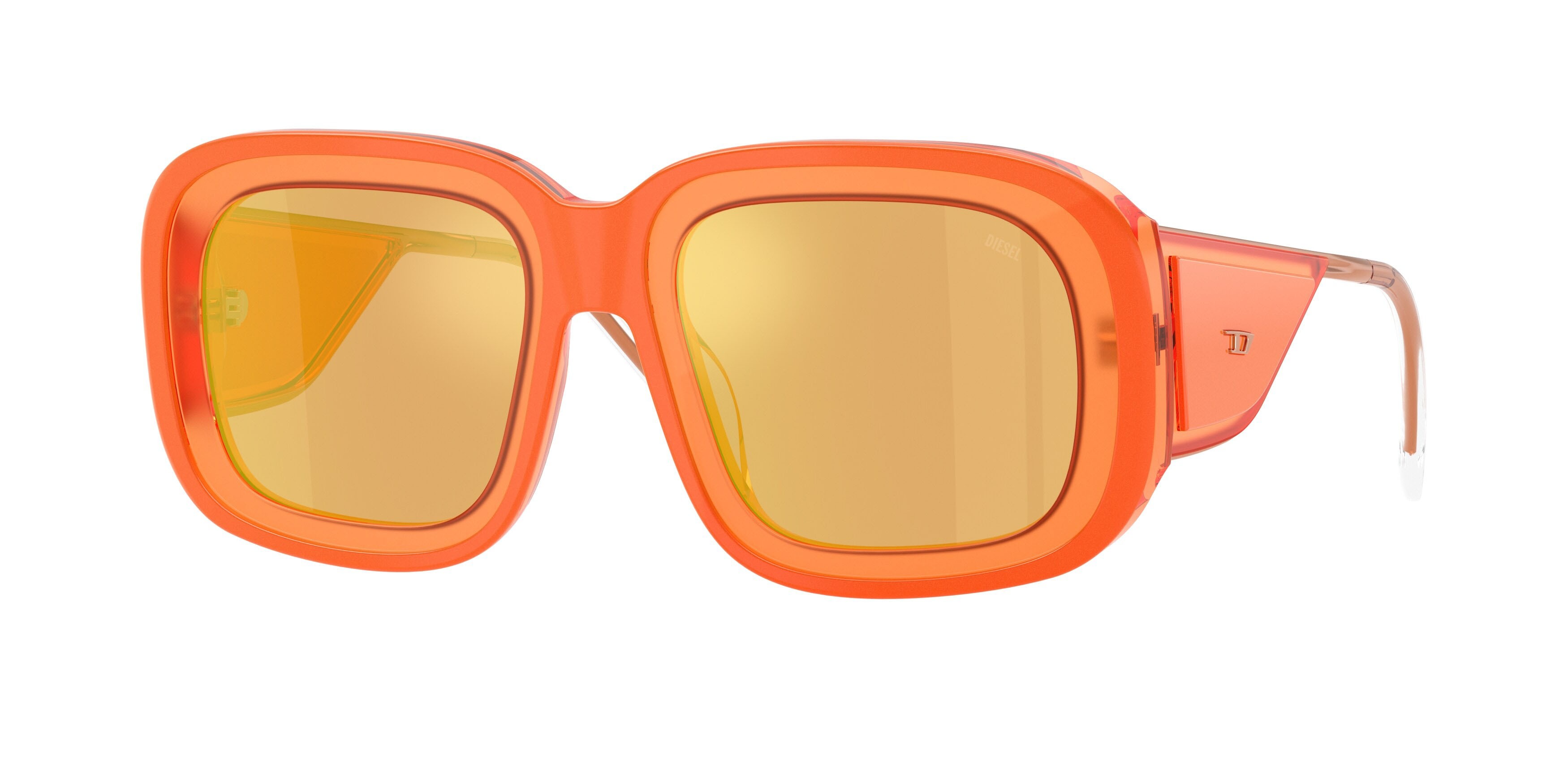 Sunglasses Diesel DL 2015U (20477J) color arancione shape square lenses arancione scuro specchiato oro