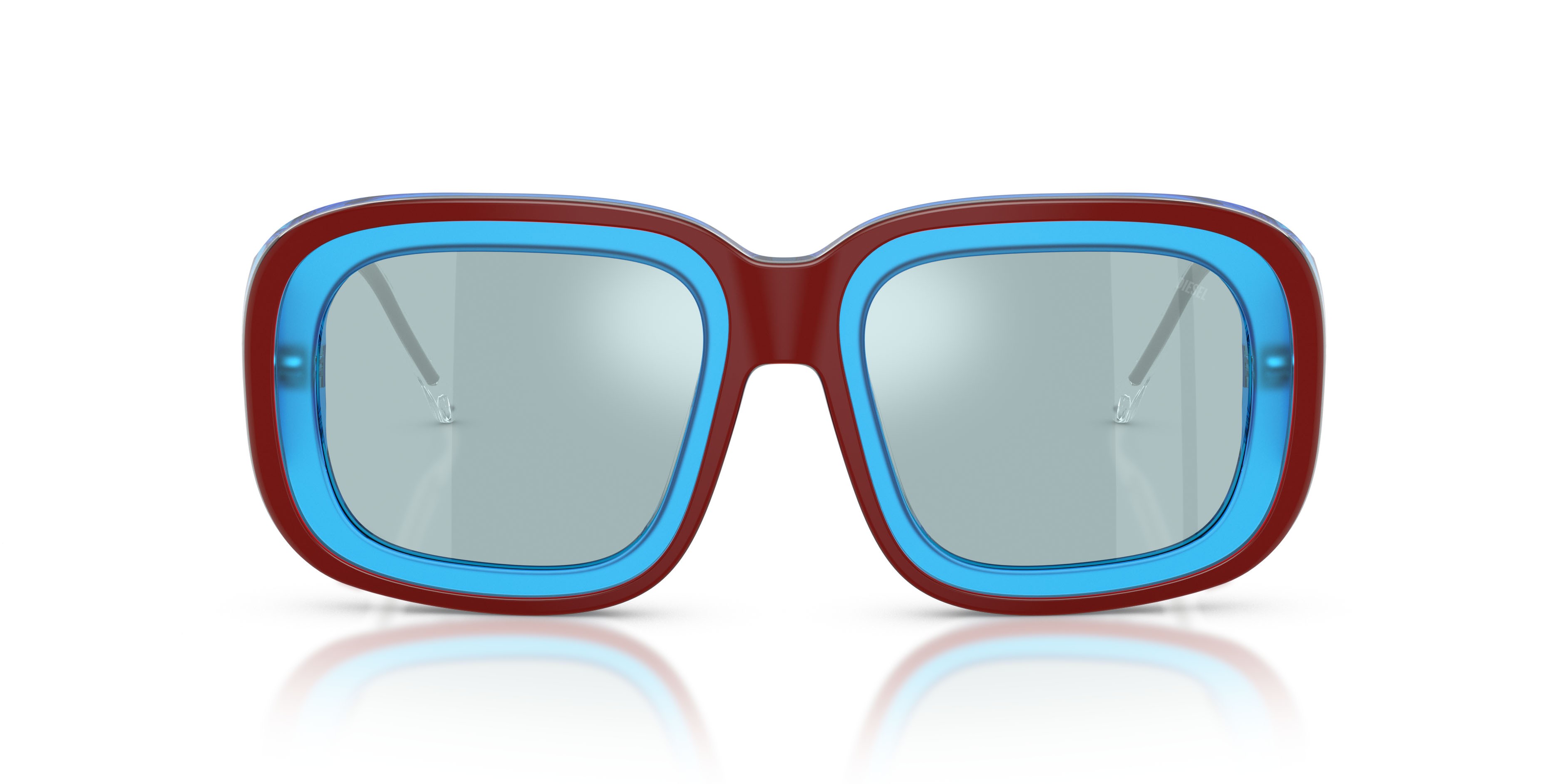 Occhiali da sole Diesel DL 2015U (20487C) colore marrone metallizzato forma quadrato lenti azzurro chiaro specchiato argento