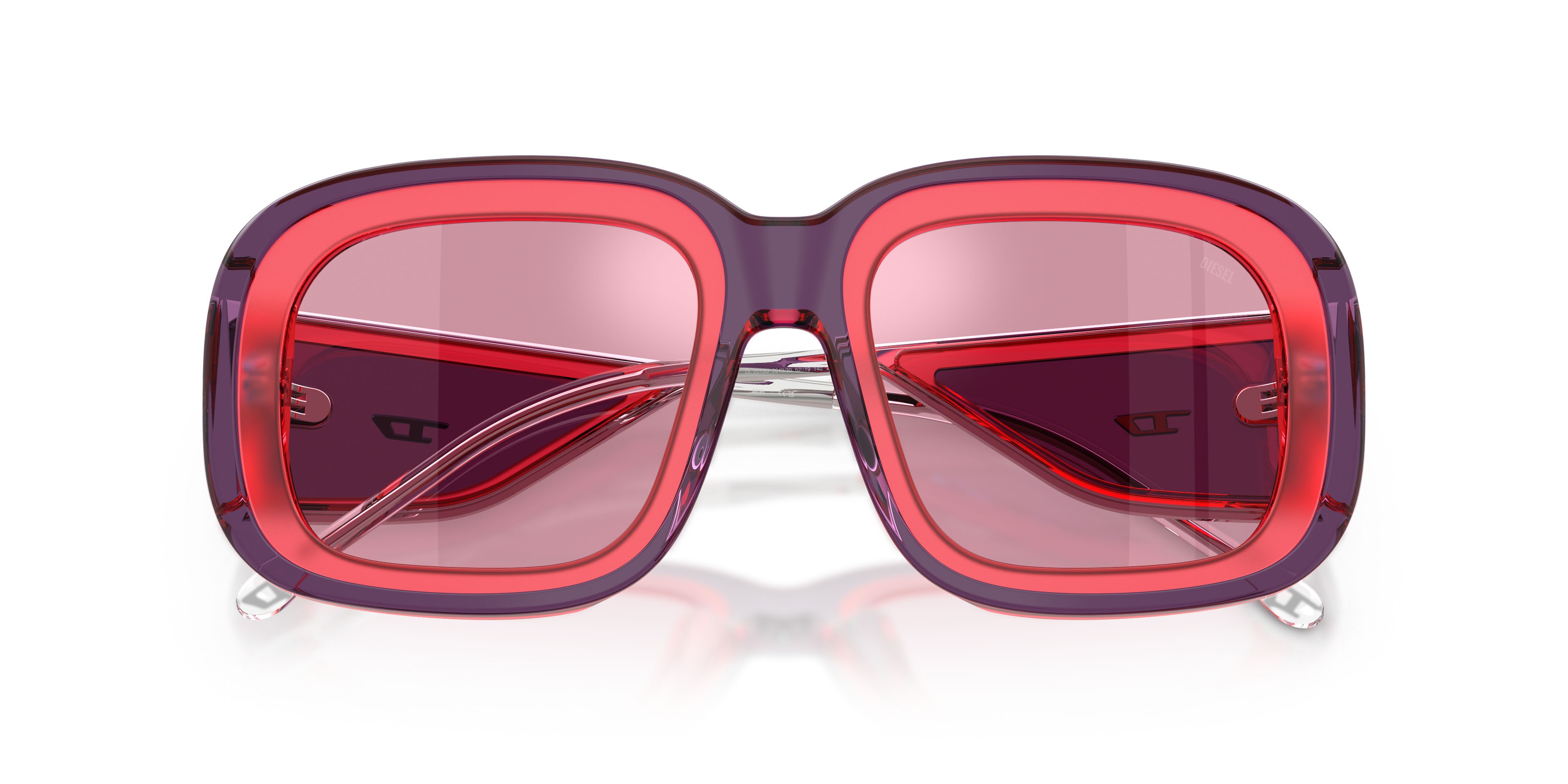 Sunglasses Diesel DL 2015U (204930) color rosa trasparente shape square lenses rosa specchiata interno argento