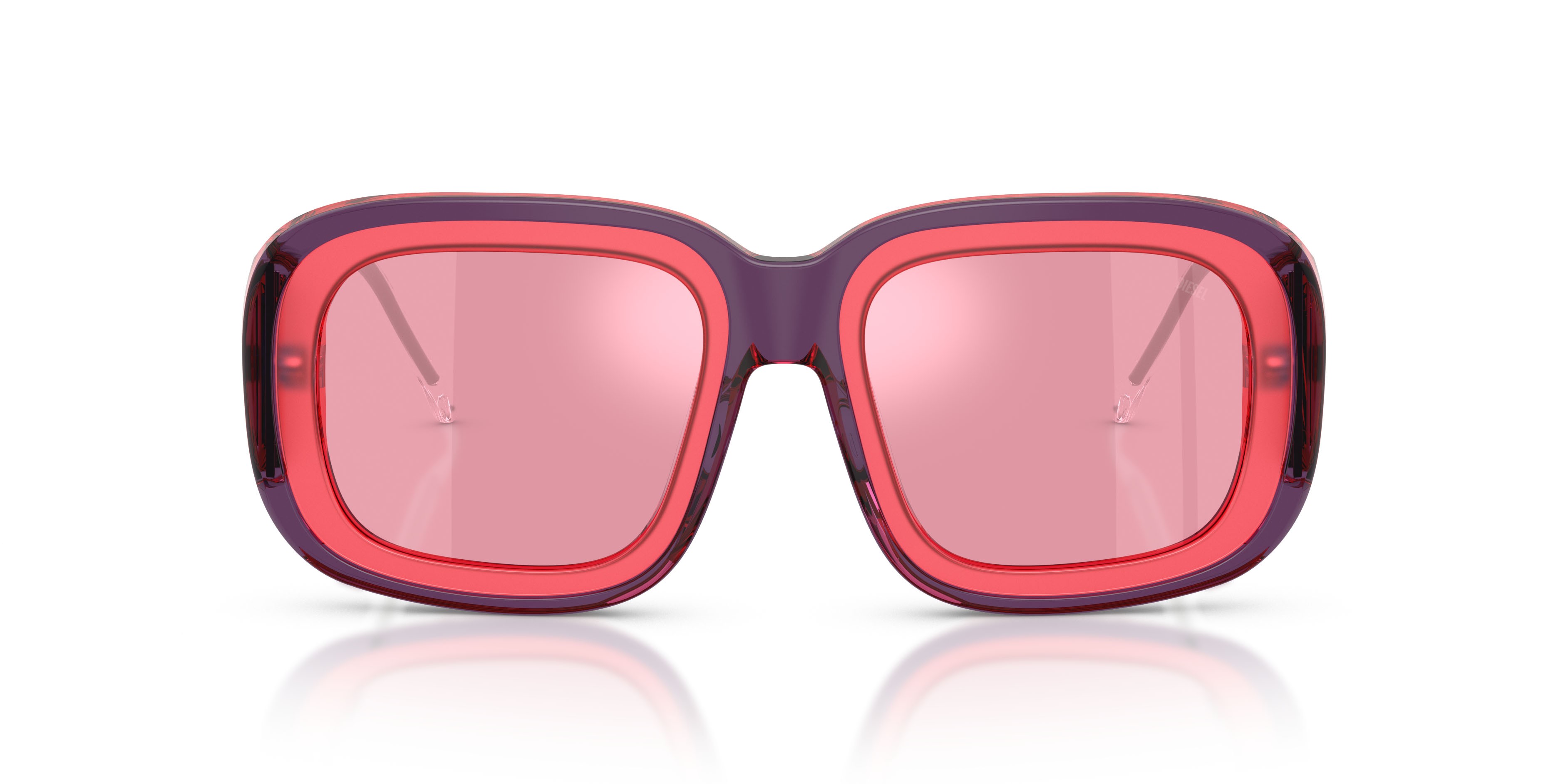 Sunglasses Diesel DL 2015U (204930) color rosa trasparente shape square lenses rosa specchiata interno argento