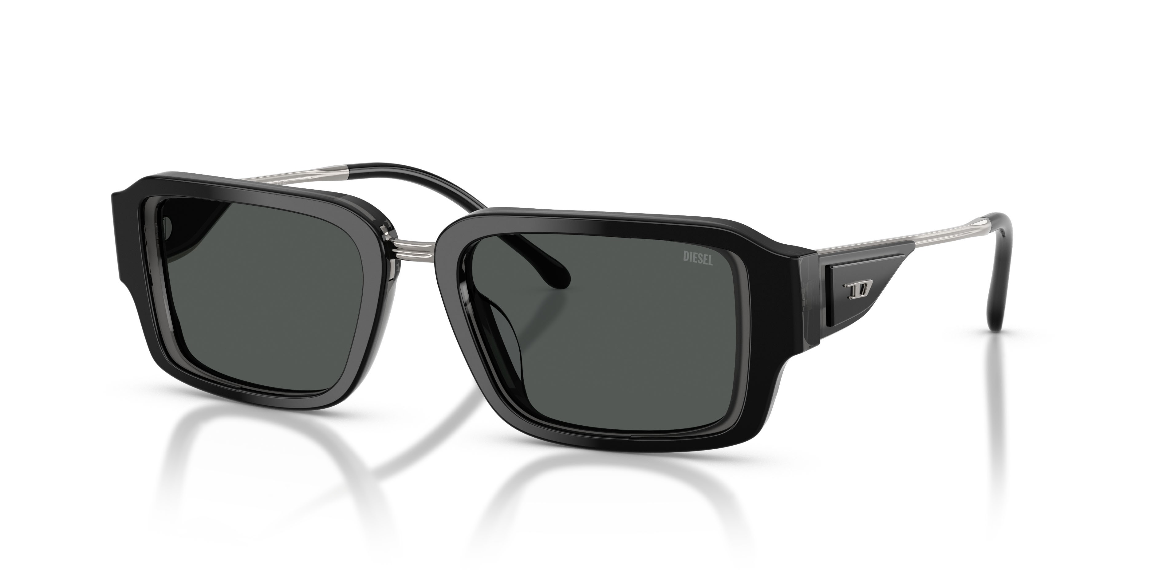 Occhiali da sole Diesel DL 2016U (204487) colore black tranparent grey forma rettangolare lenti grigio scuro
